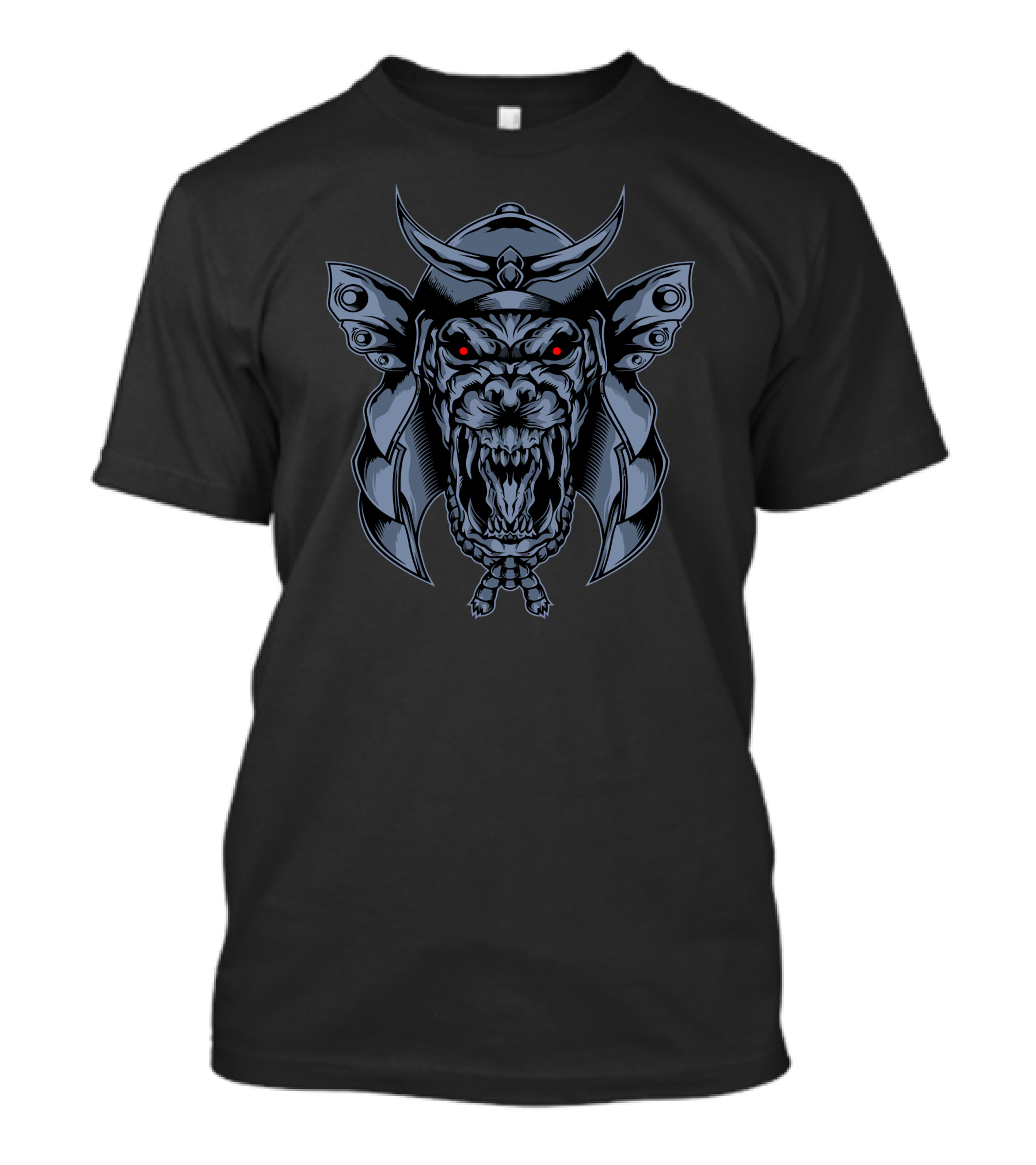 Samurai Wolf Mask Of Darkness Fierce Red Eyes Warrior Helmet T-Shirt