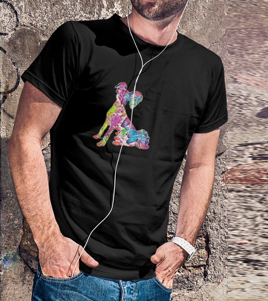 Side View Of A Beautiful Wellting Colorful Floral Dog T-Shirt