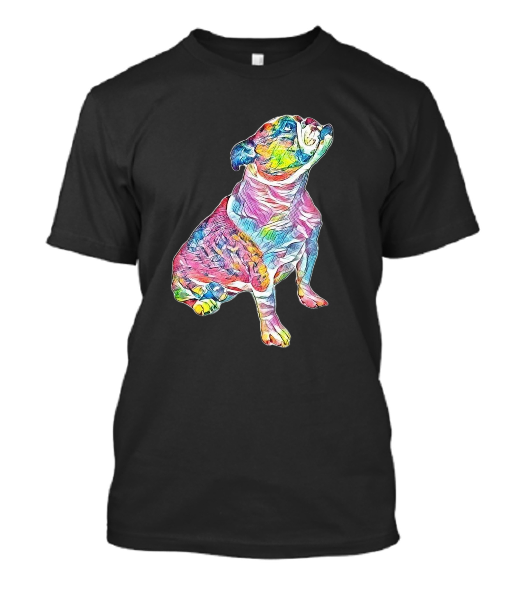 Side View Colorful Abstract Bulldog T-Shirt