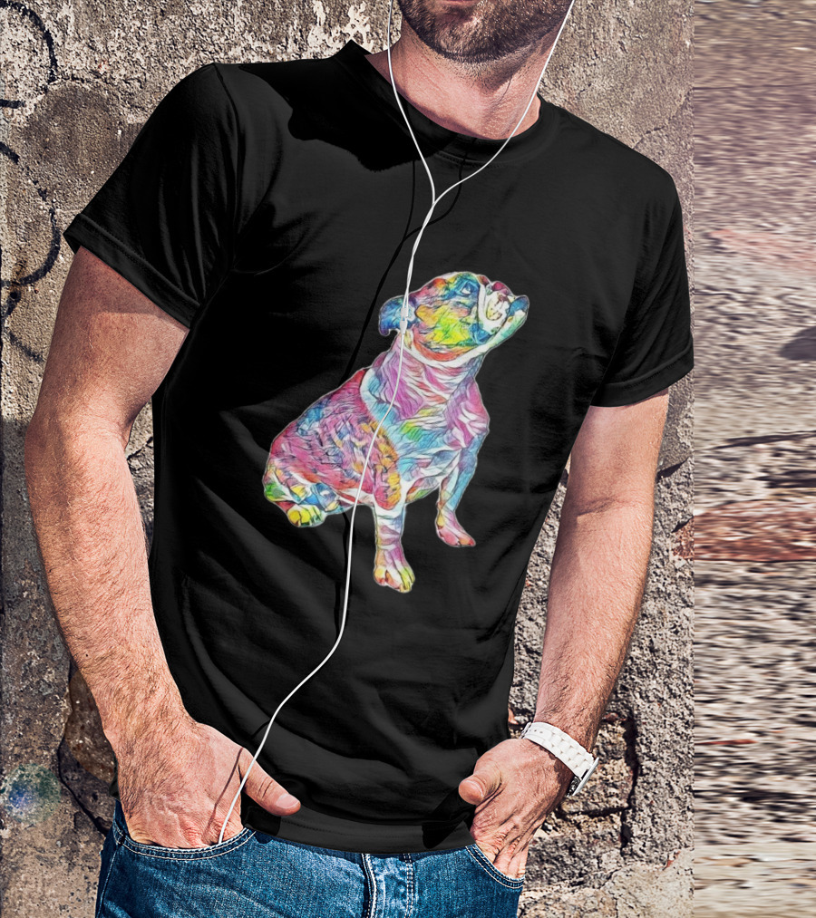 Side View Colorful Abstract Bulldog T-Shirt