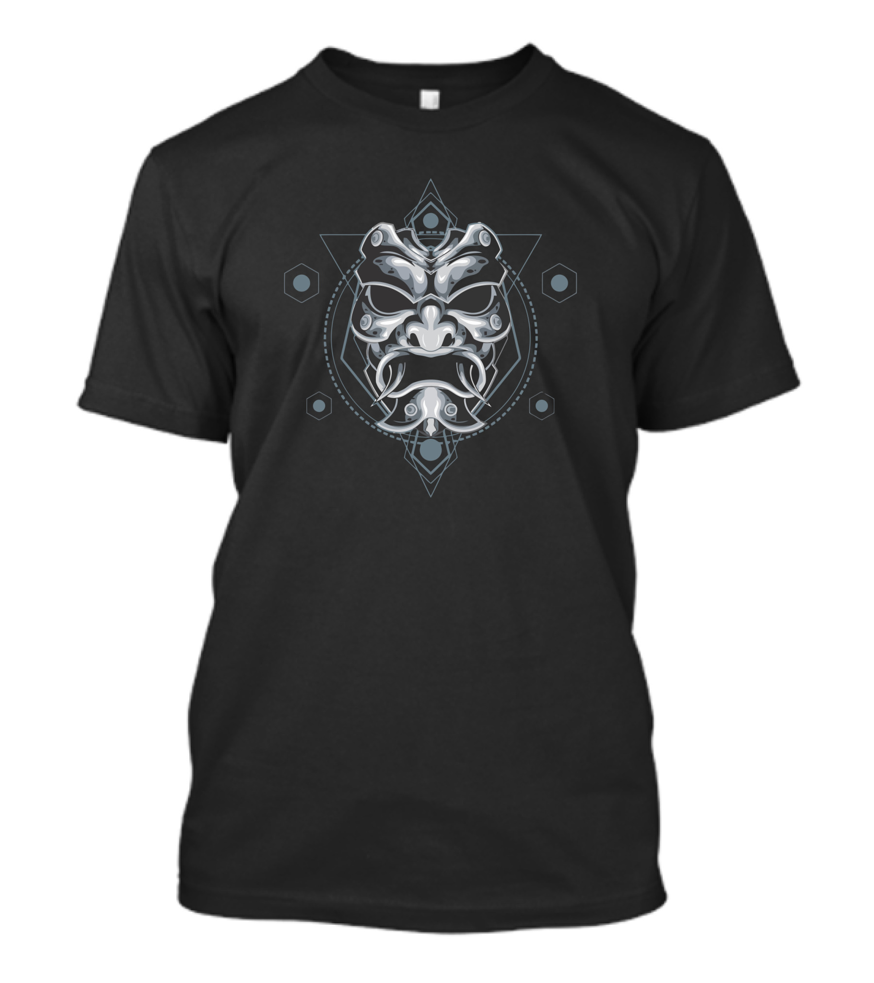 Silver Demon Mask Geometric T-Shirt