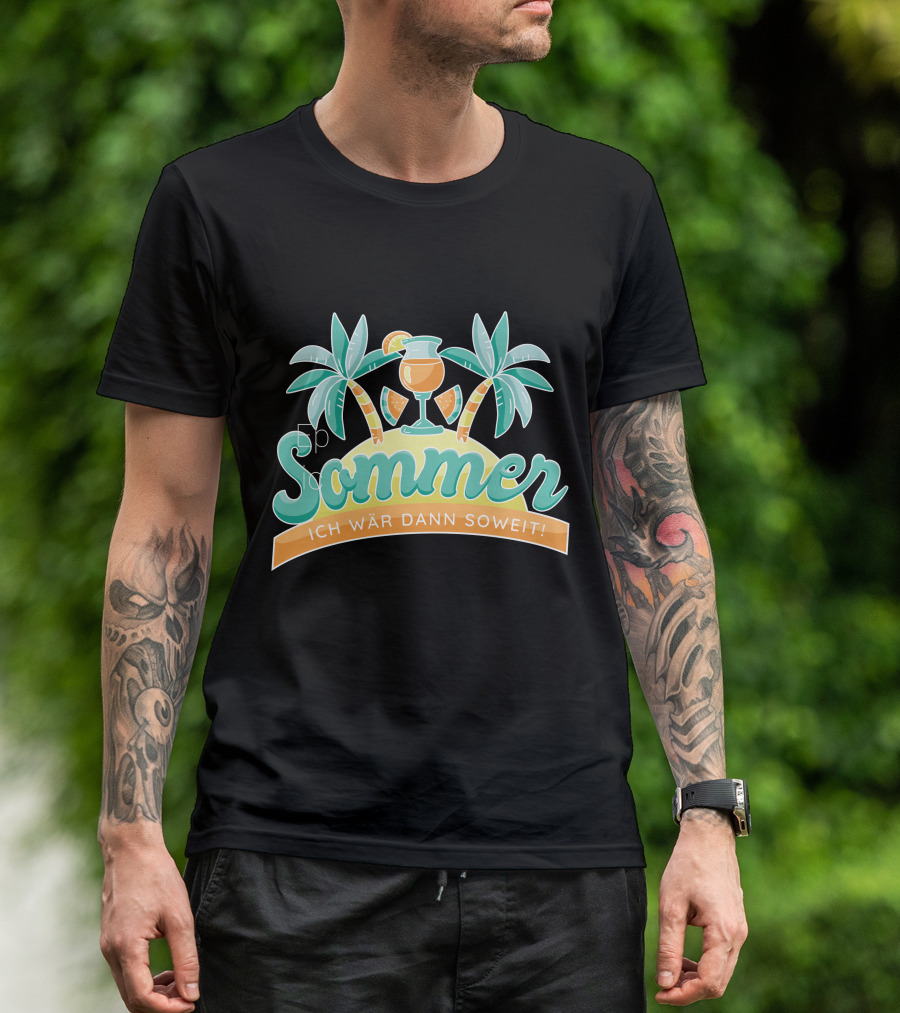 Sommer Ich Wär Dann Soweit Palm Trees And Drink T-Shirt