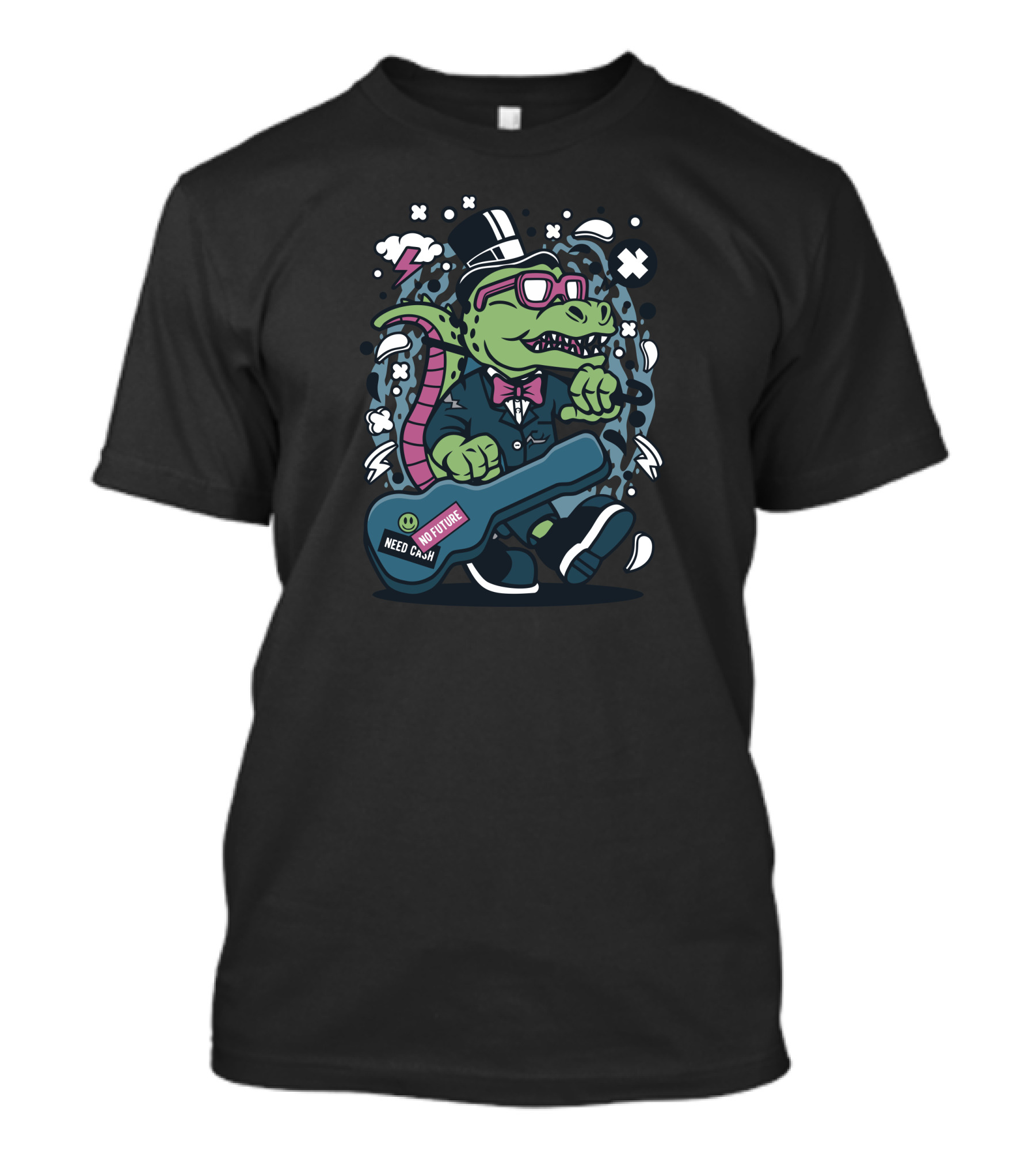 No Future Need Cash Trex Guitar T-Shirt