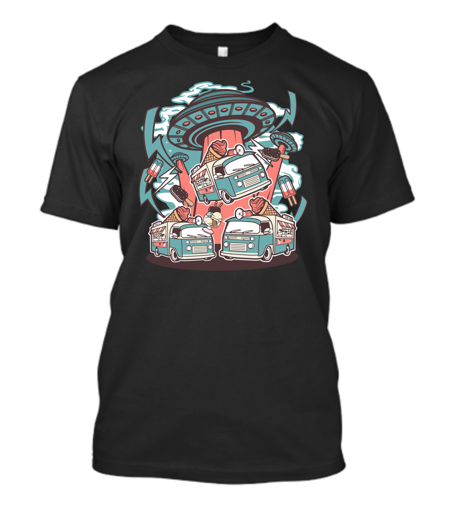 UFO Ice Cream Abduction Food Trucks And Cones T-Shirt