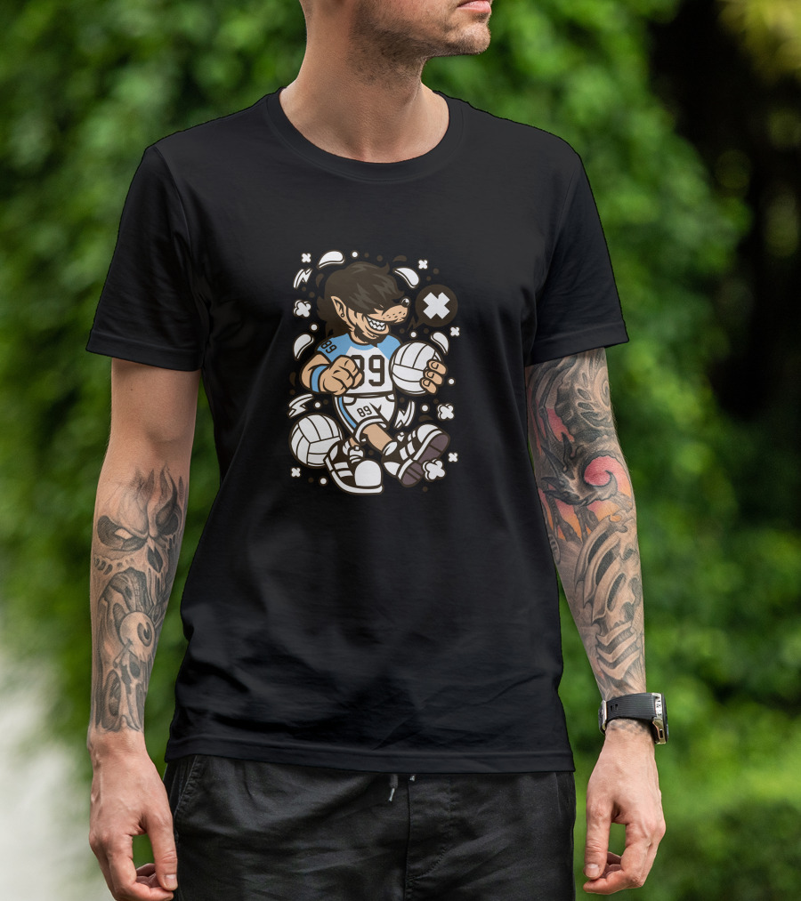Wolf Volleyball Player Number 89 With Volleyballs In Action T-Shirt