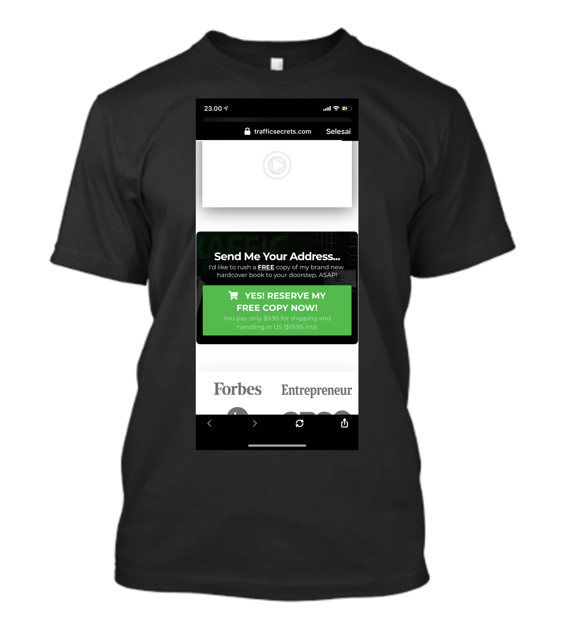 TrafficSecrets.com Free Hardcover Book Offer Forbes And Entrepreneur Featured T-Shirt