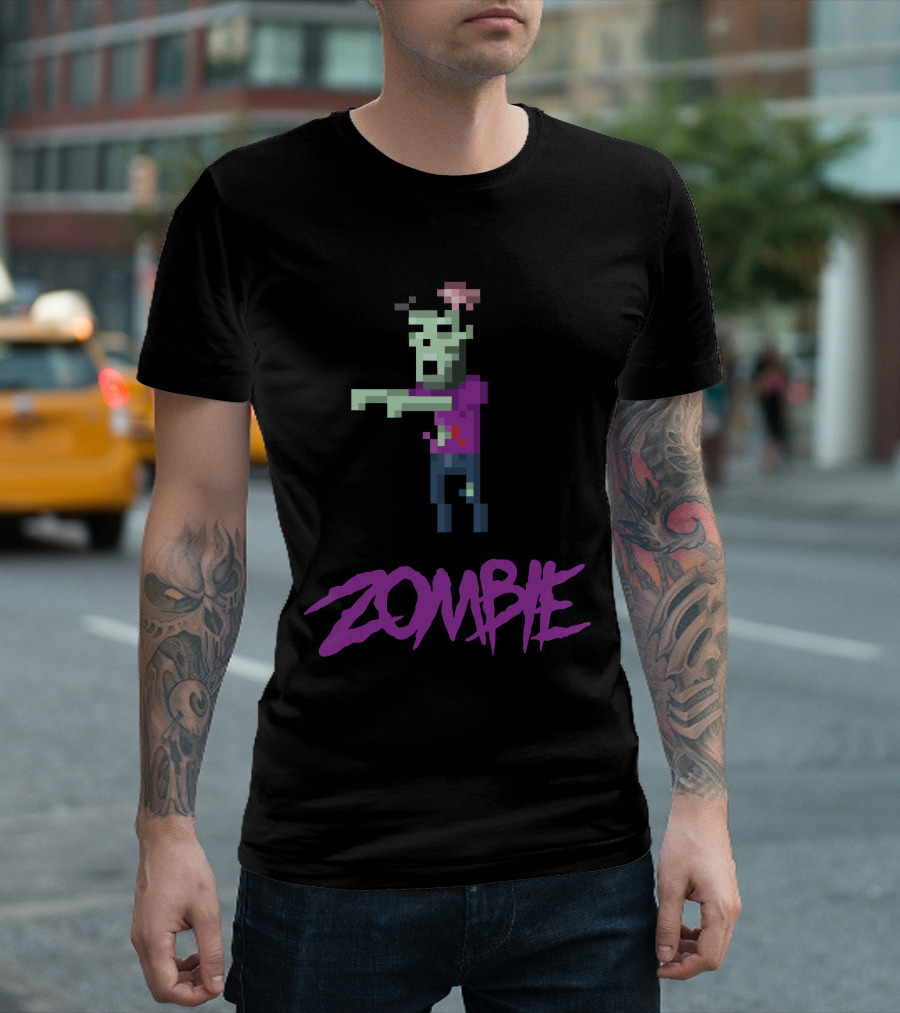8 Bit Zombie Retro Graphic Pixel T-Shirt