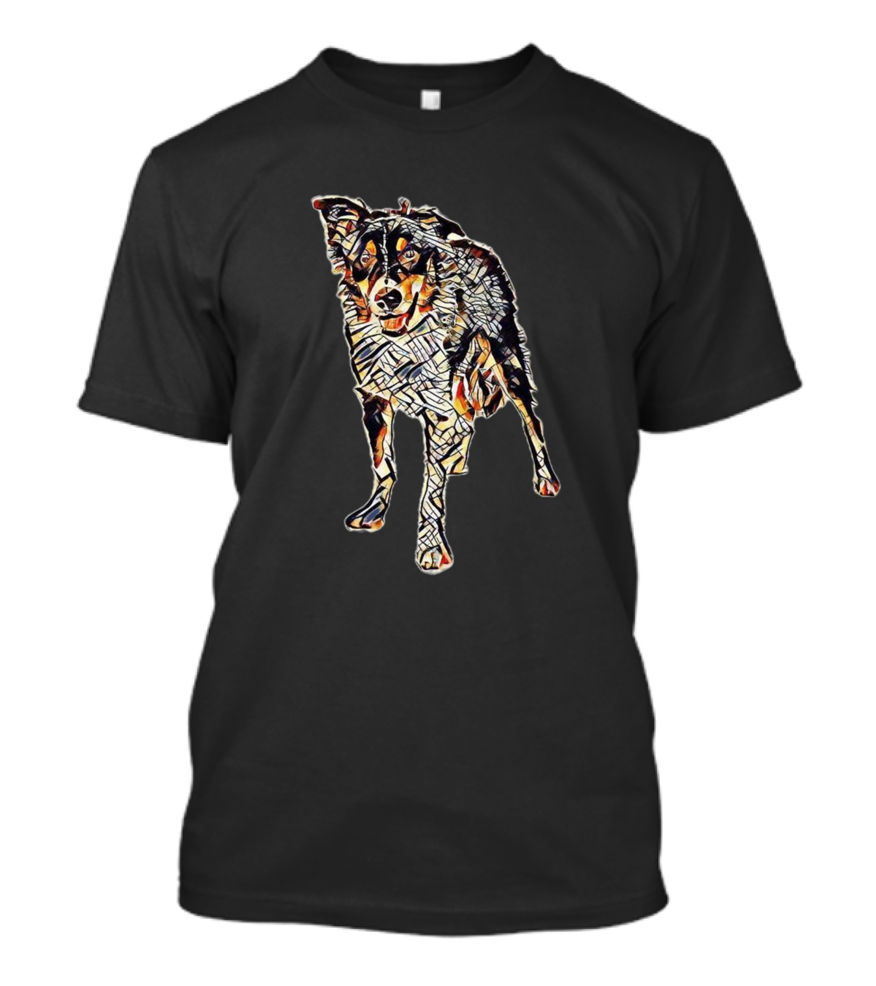 Border Collie Dog Standing Geometric Mosaic T-Shirt