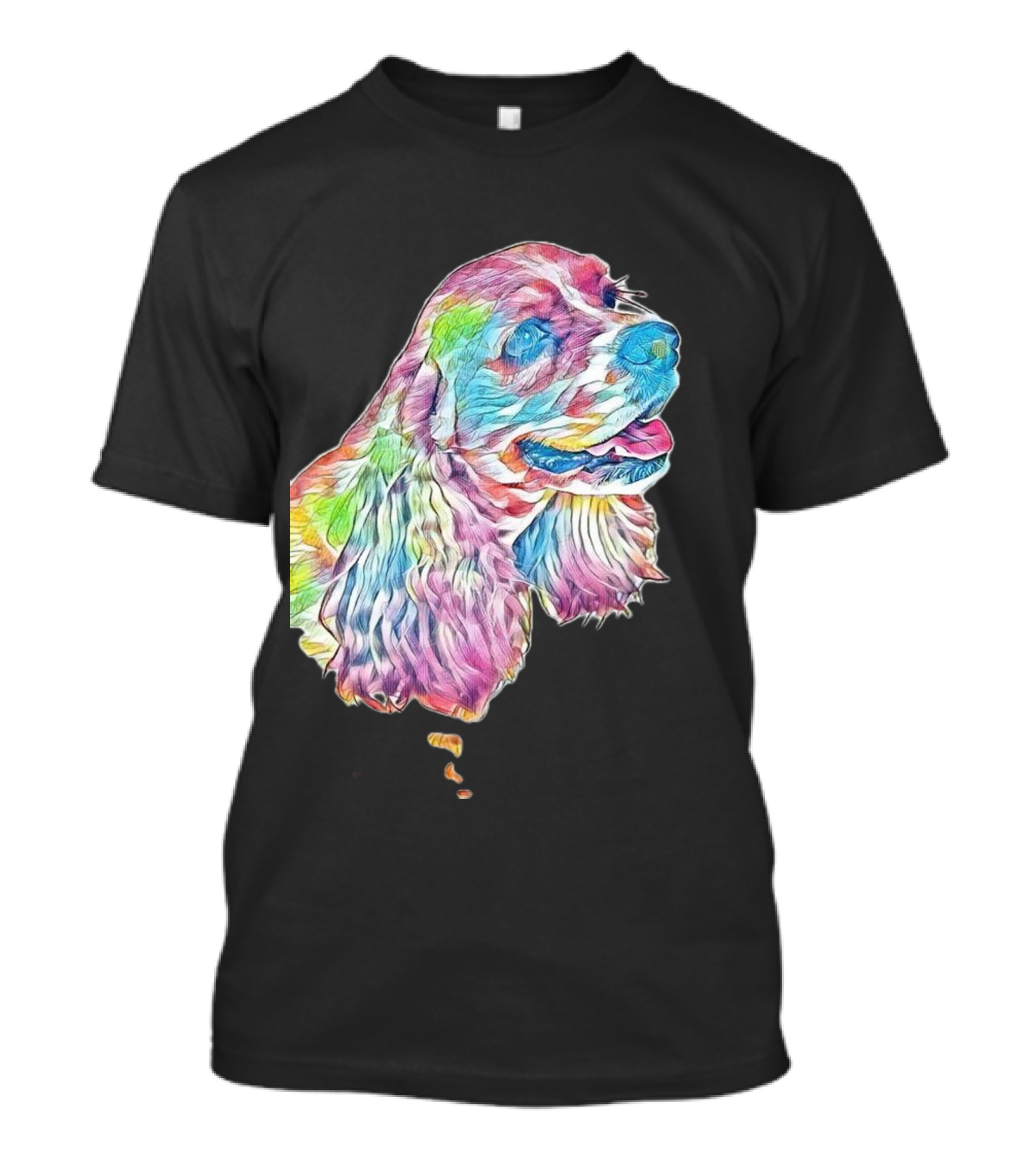 A Closeup Photo Of The Face In Colorful Dog Portrait T-Shirt
