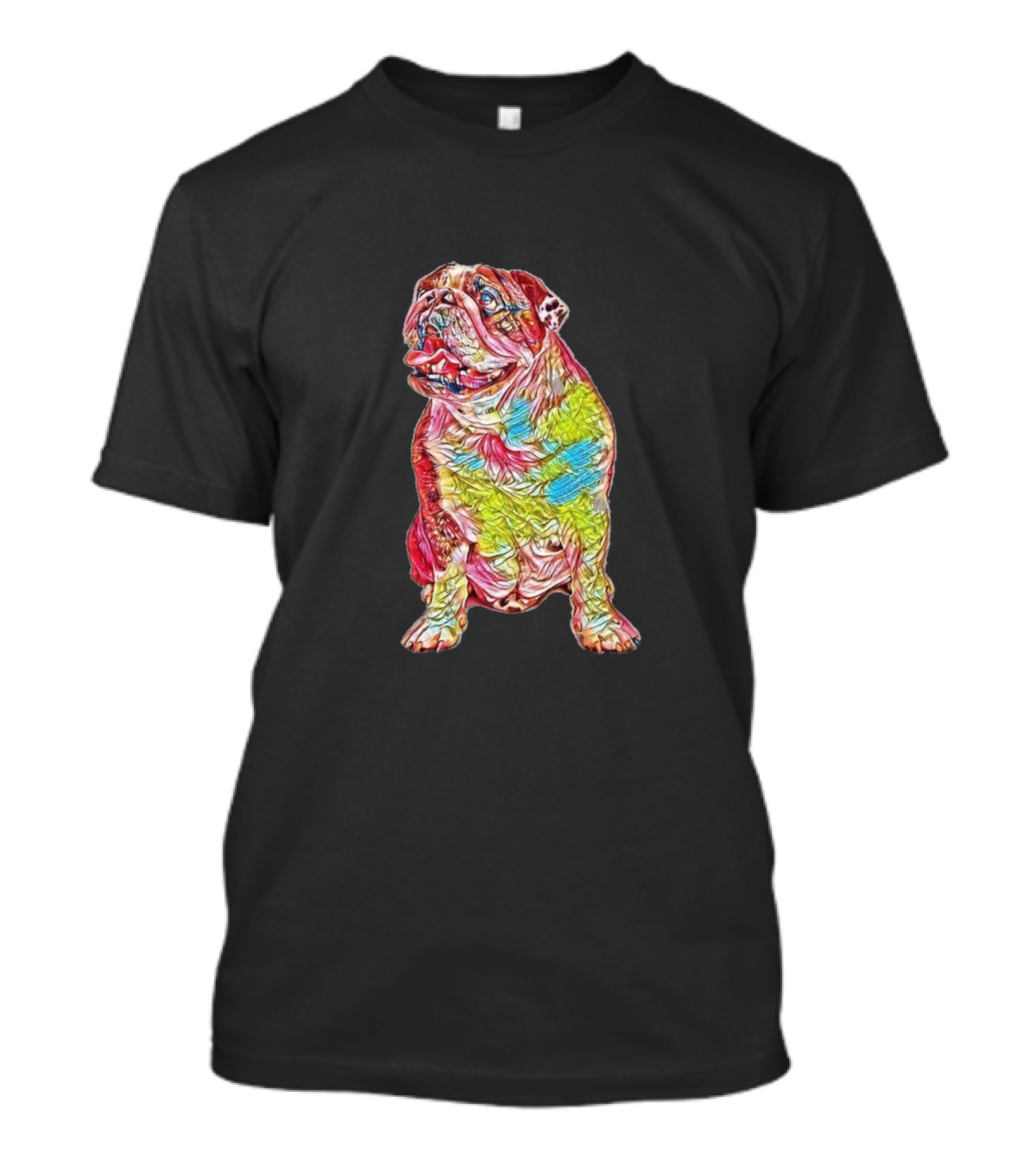 Curious Bulldog Vibrant Colors Sitting Loo T-Shirt