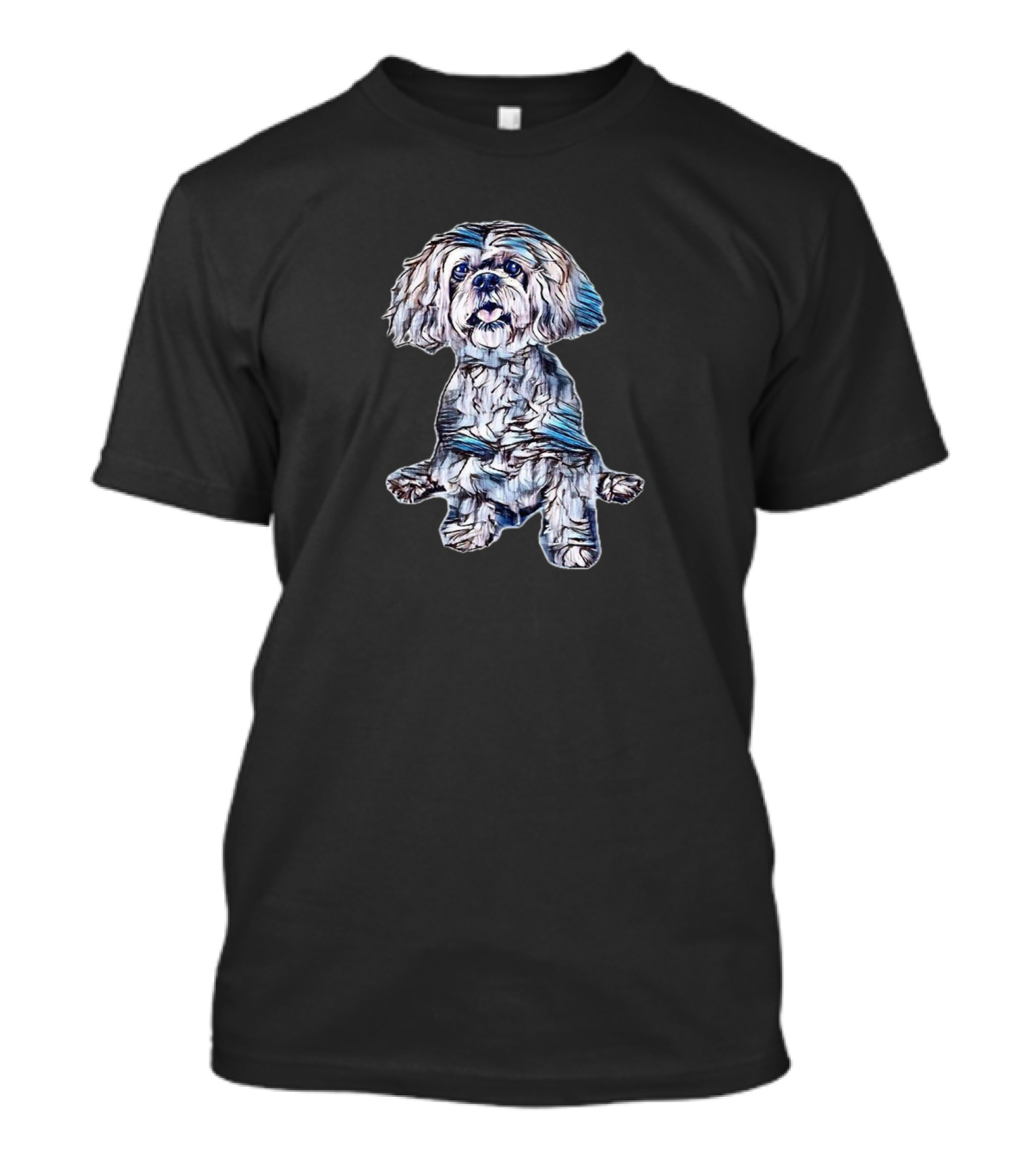 A Cute Little White Lhasa Apso Pup With Artistic Detailing T-Shirt