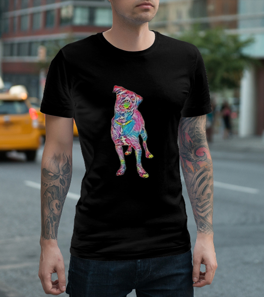 Colorful Mixed Breed Dog Vibrant T-Shirt