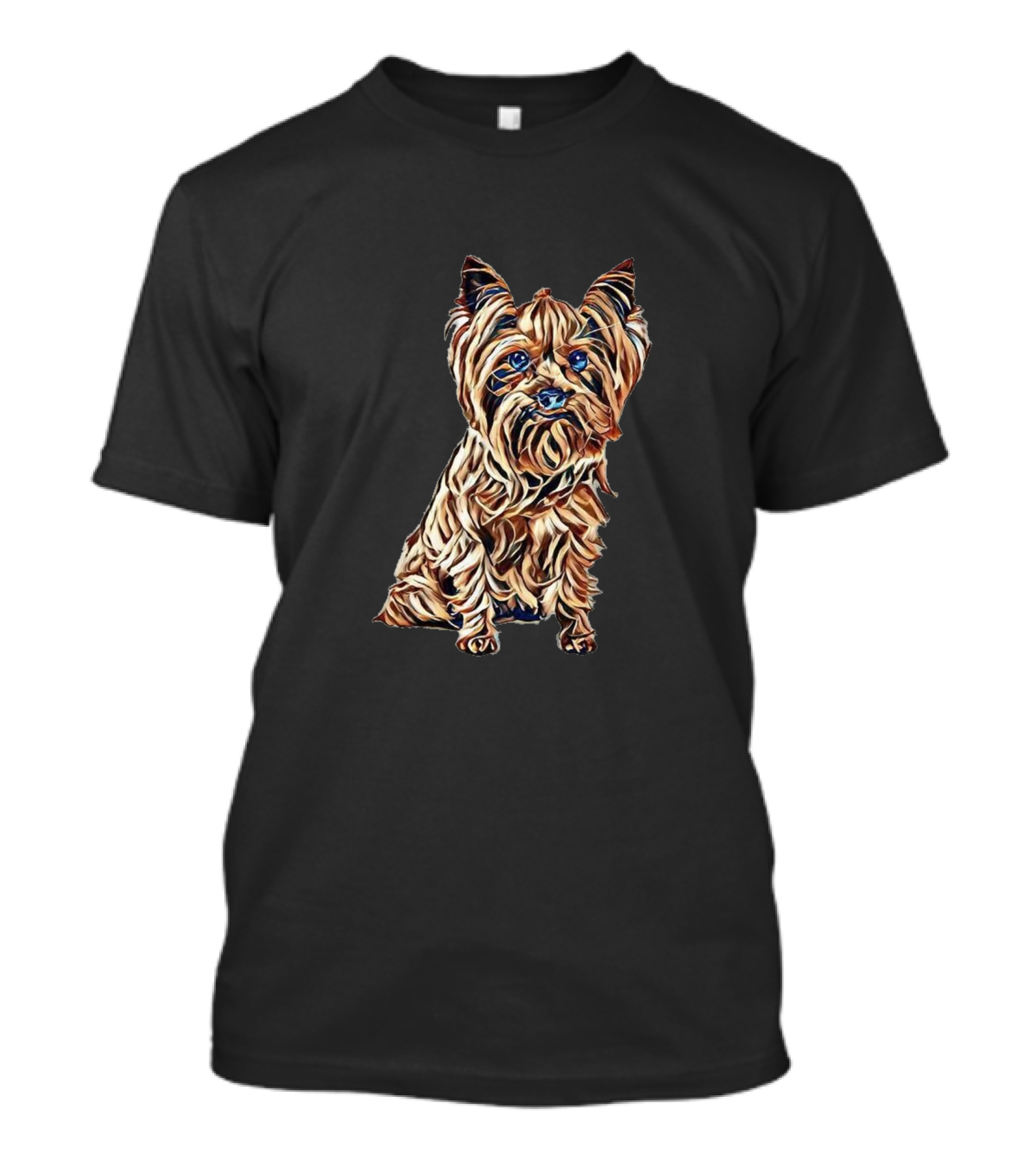 A Cute Yorkshire Terrier Dog Sitting And Looking Directly Into Your Eyes T-Shirt