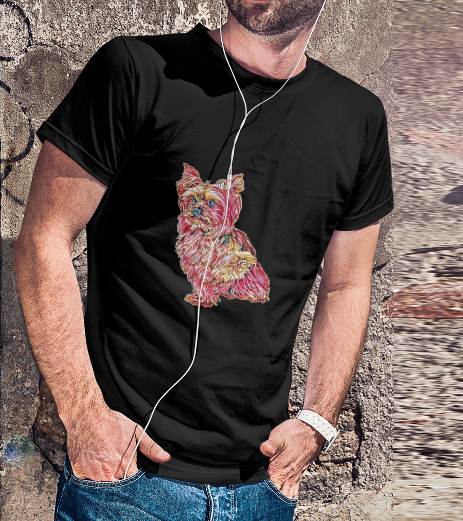 A Cute Yorkshire Terrier Dog Colorful Artistic T-Shirt