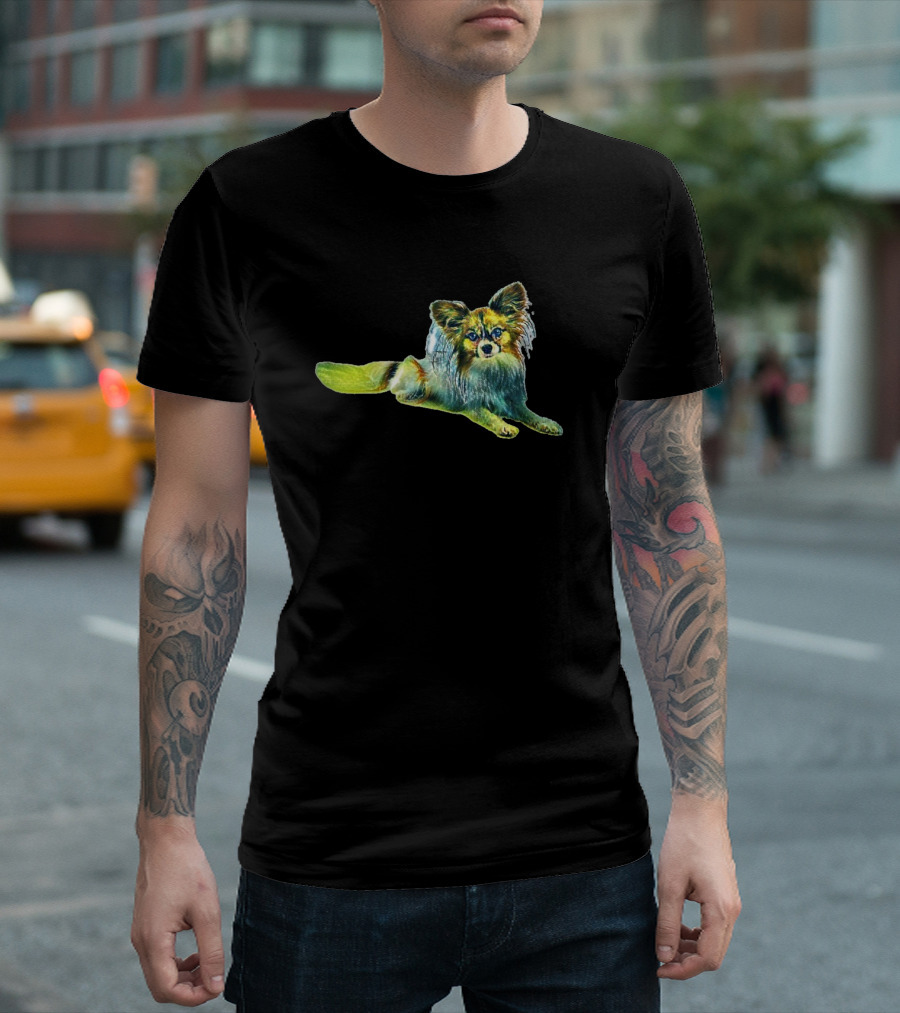 A Cute Young Papillon Dog Laying Calmly T-Shirt