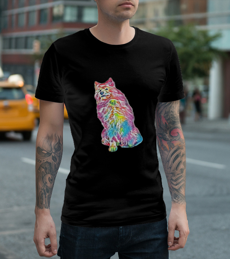 A Friendly Samoyed Dog Extend Rainbow Colors T-Shirt