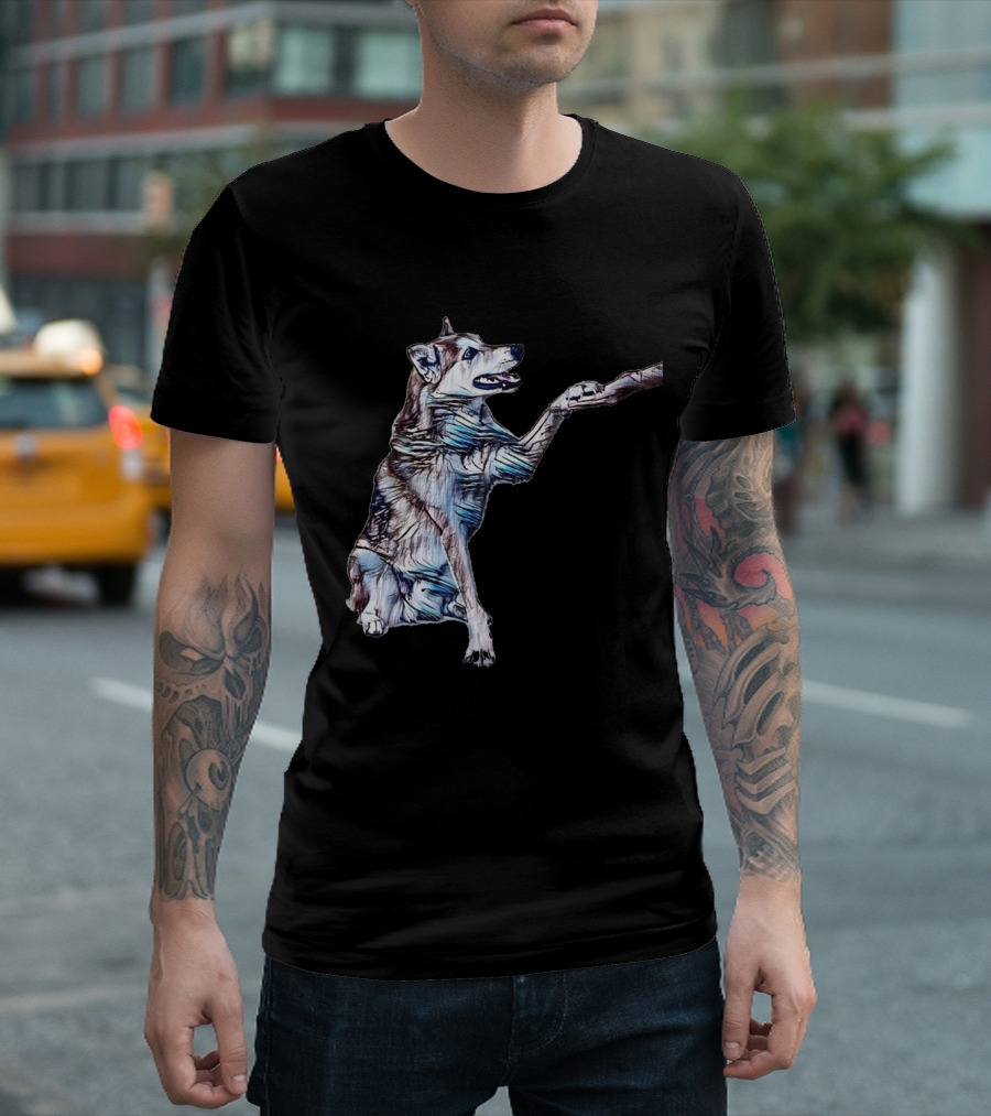 Playful Shiba Inu Mix Offering A Paw T-Shirt