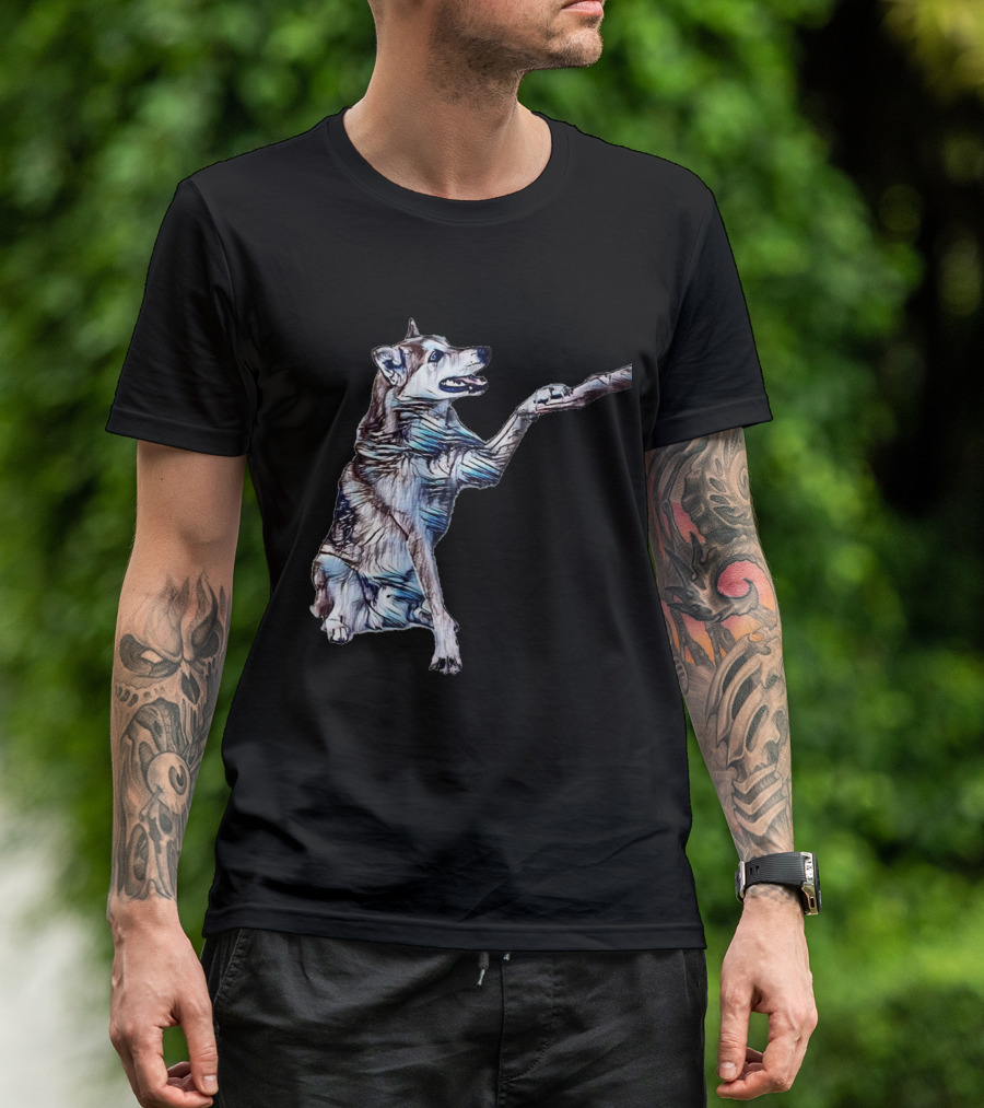 Playful Shiba Inu Mix Offering A Paw T-Shirt