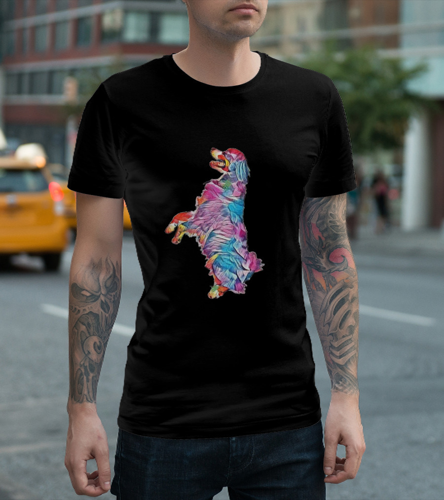Colorful Playful Bernese Dog in Motion T-Shirt