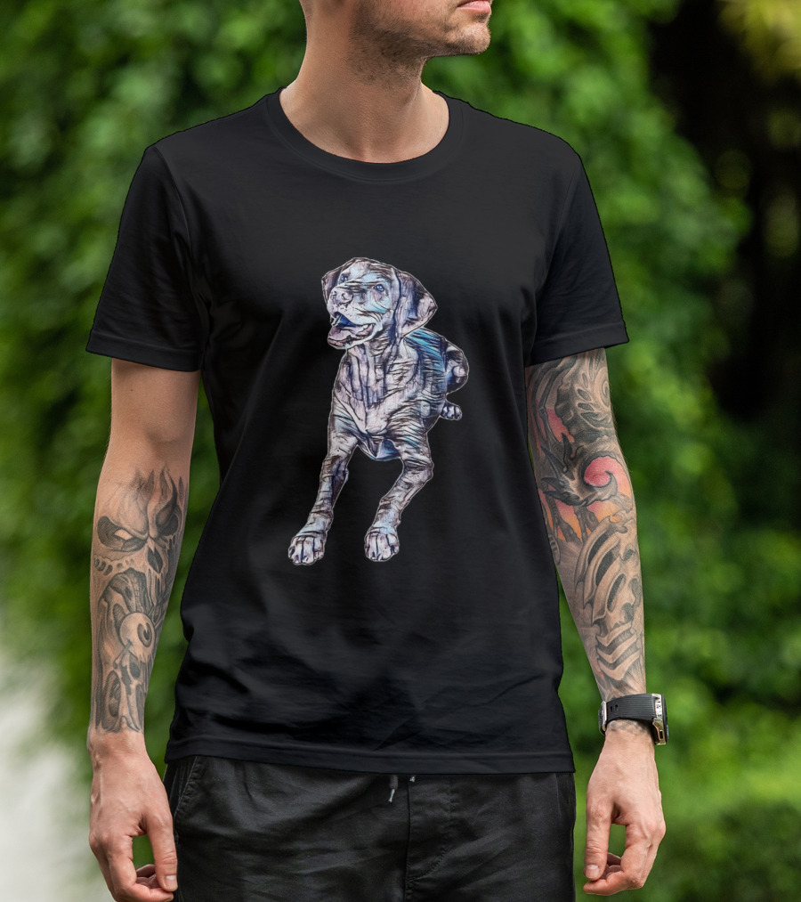 A Happy Vizsla Breed Dog Layith Open In Artful T-Shirt