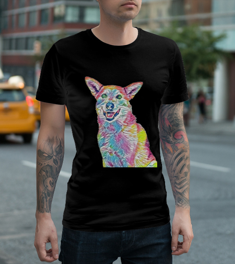 A Head Shot Of A Smiling Australian Colorful Dog T-Shirt