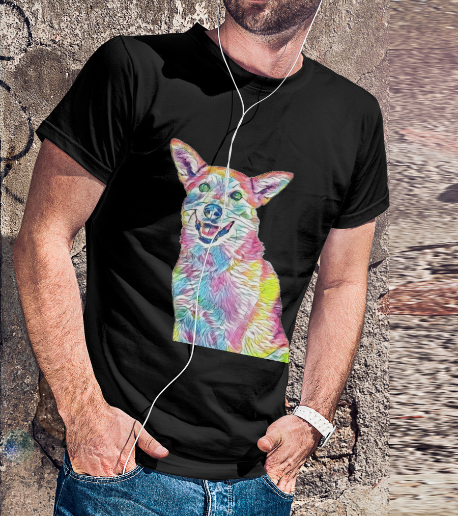 A Head Shot Of A Smiling Australian Colorful Dog T-Shirt