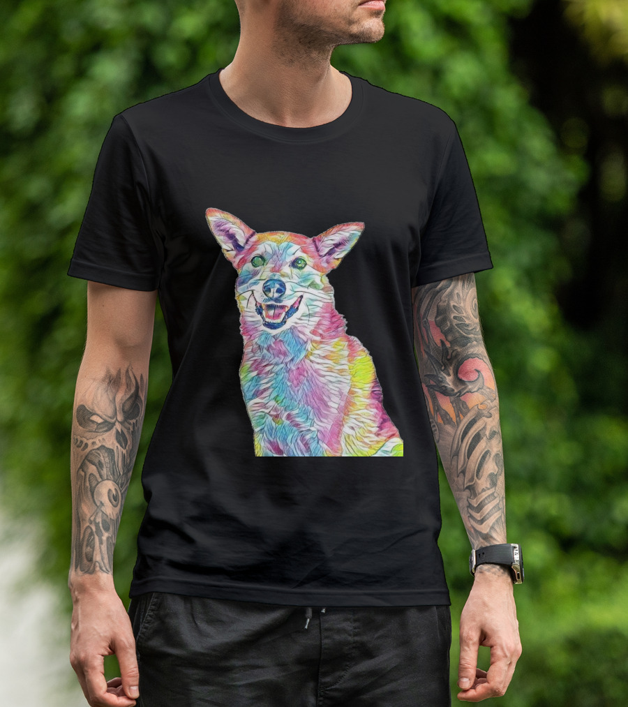 A Head Shot Of A Smiling Australian Colorful Dog T-Shirt