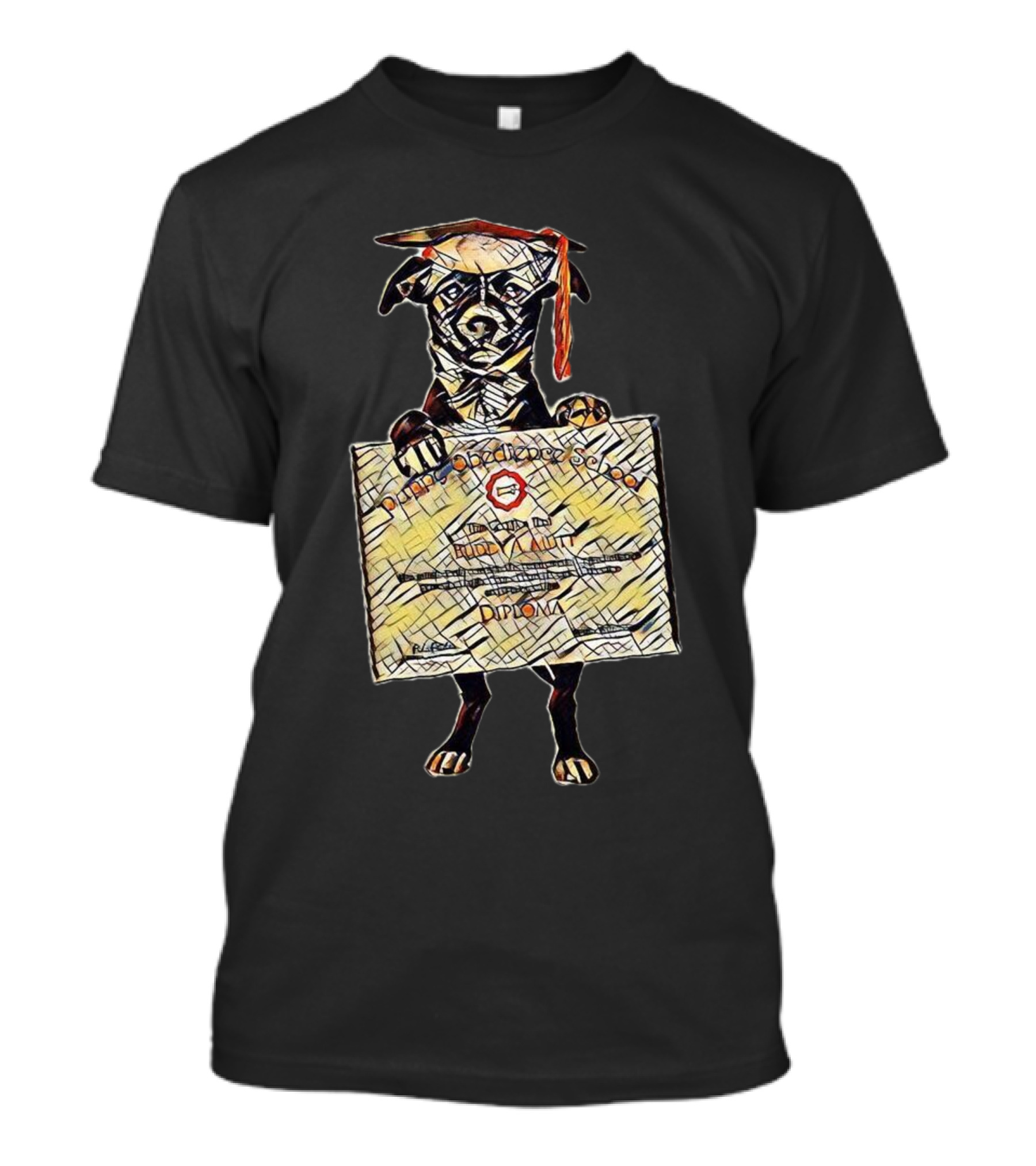 A Little Black And White Mixe Pug Graduation Diploma T-Shirt