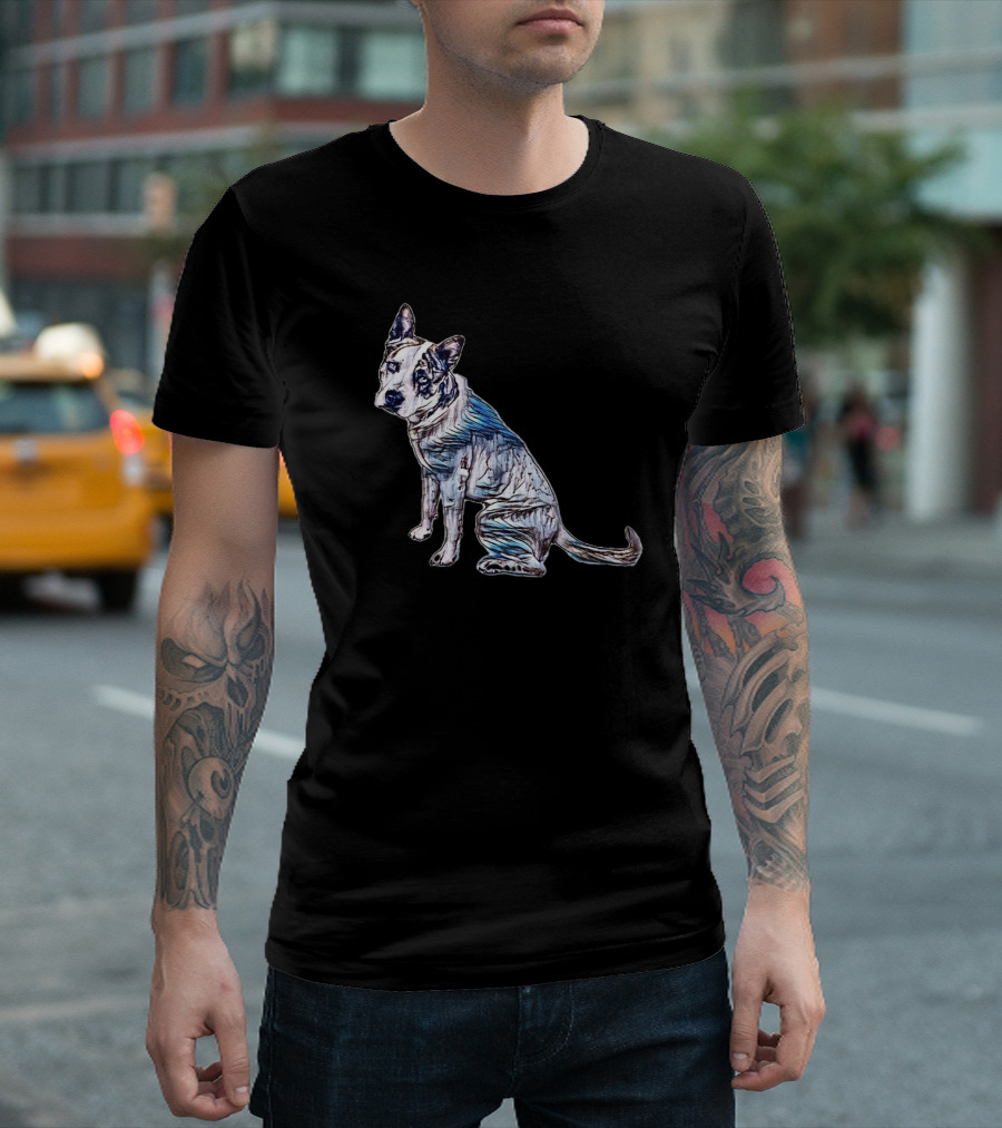 A Profile View Of A Pit Bull In Artistic T-Shirt