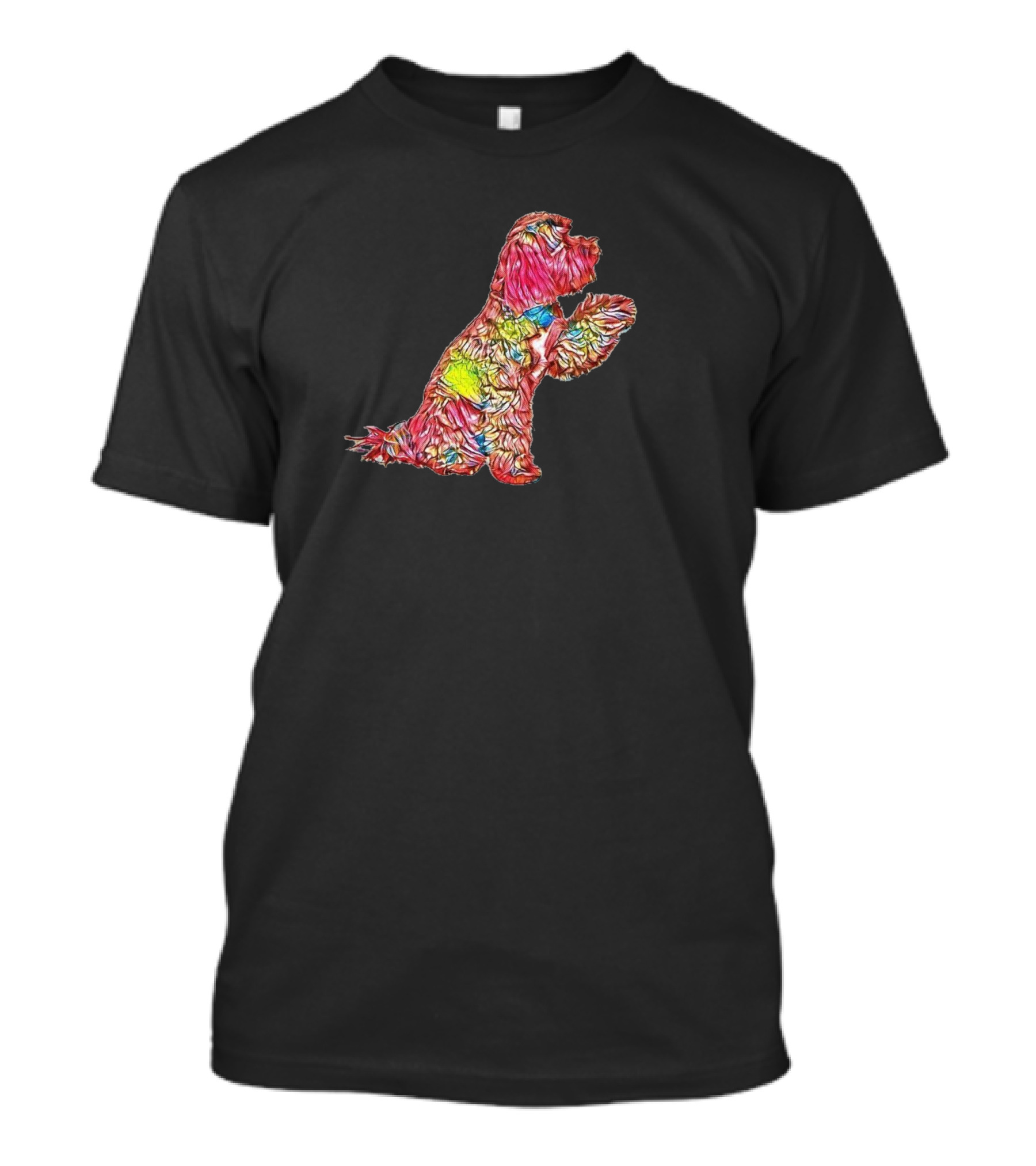 A Tibetan Terrier Dog Profile Multicolored Abstract T-Shirt