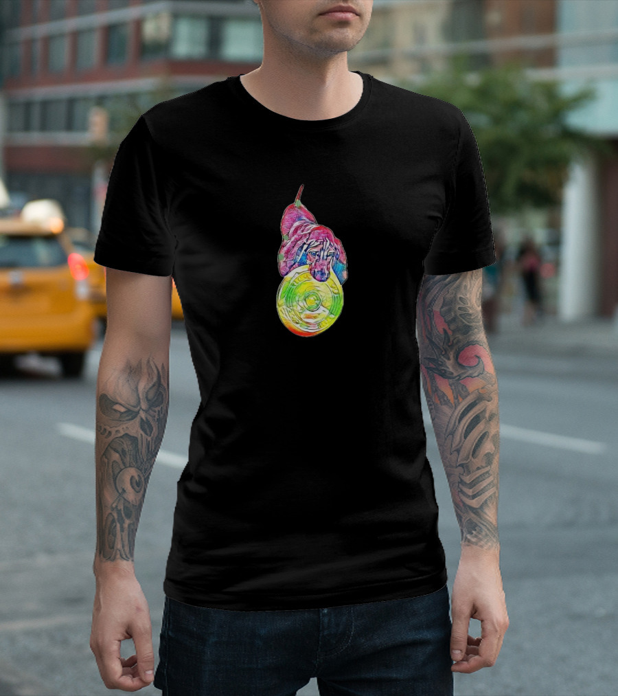 A Young Vizsla Breed Dog Play with Colorful Frisbee T-Shirt