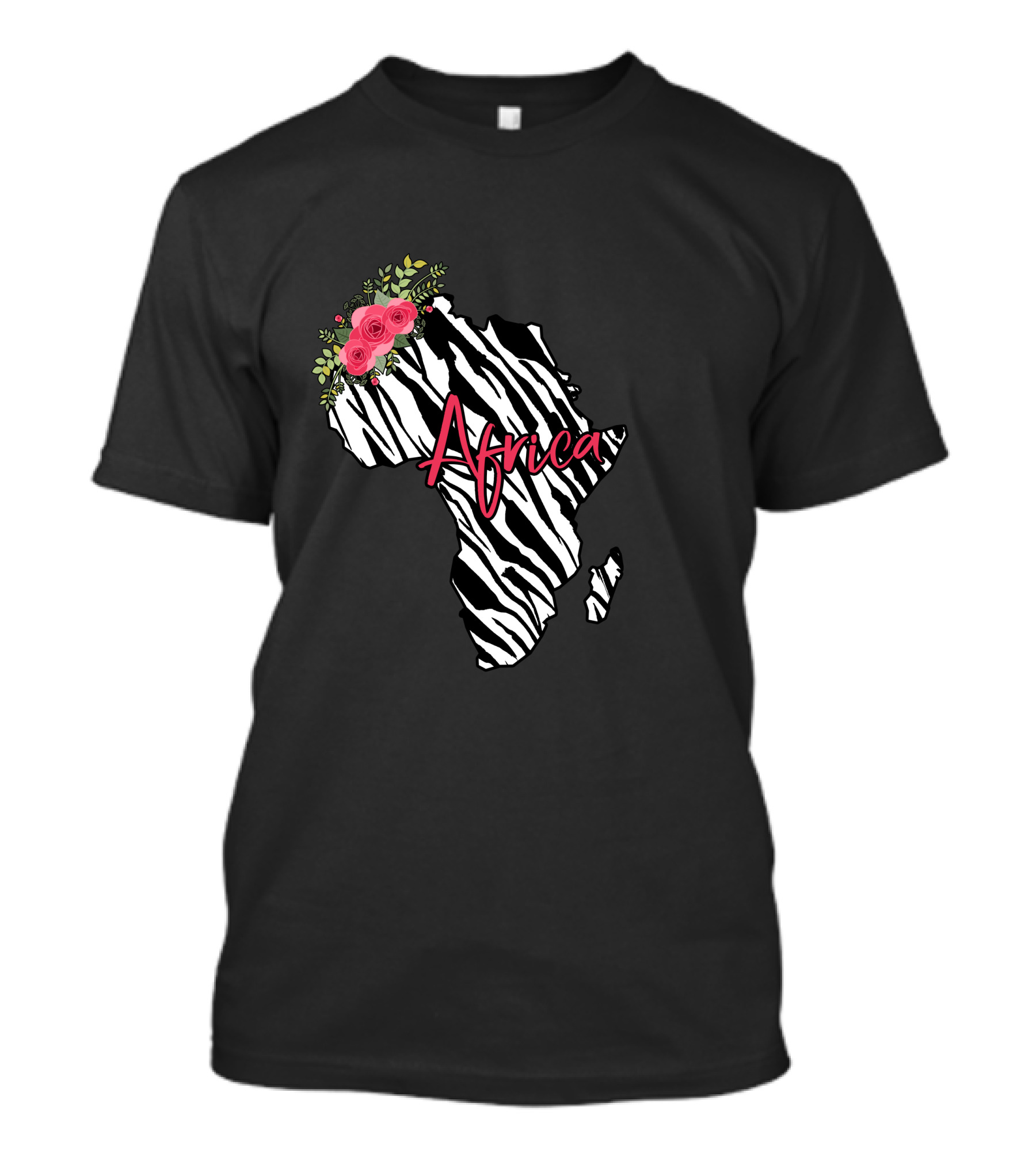 Africa Zebra Pattern With Floral Accent T-Shirt