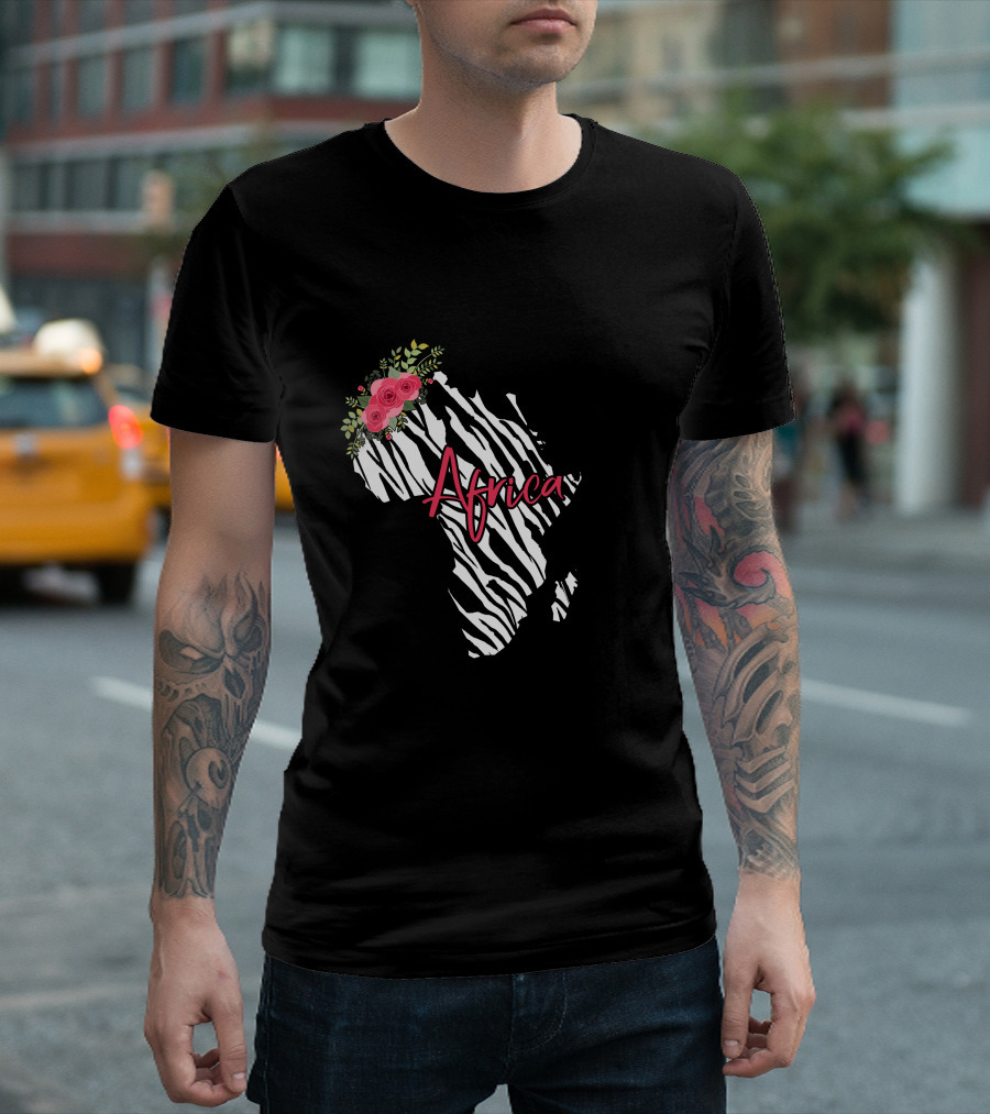 Africa Zebra Pattern With Floral Accent T-Shirt