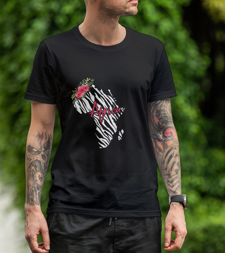 Africa Zebra Pattern With Floral Accent T-Shirt