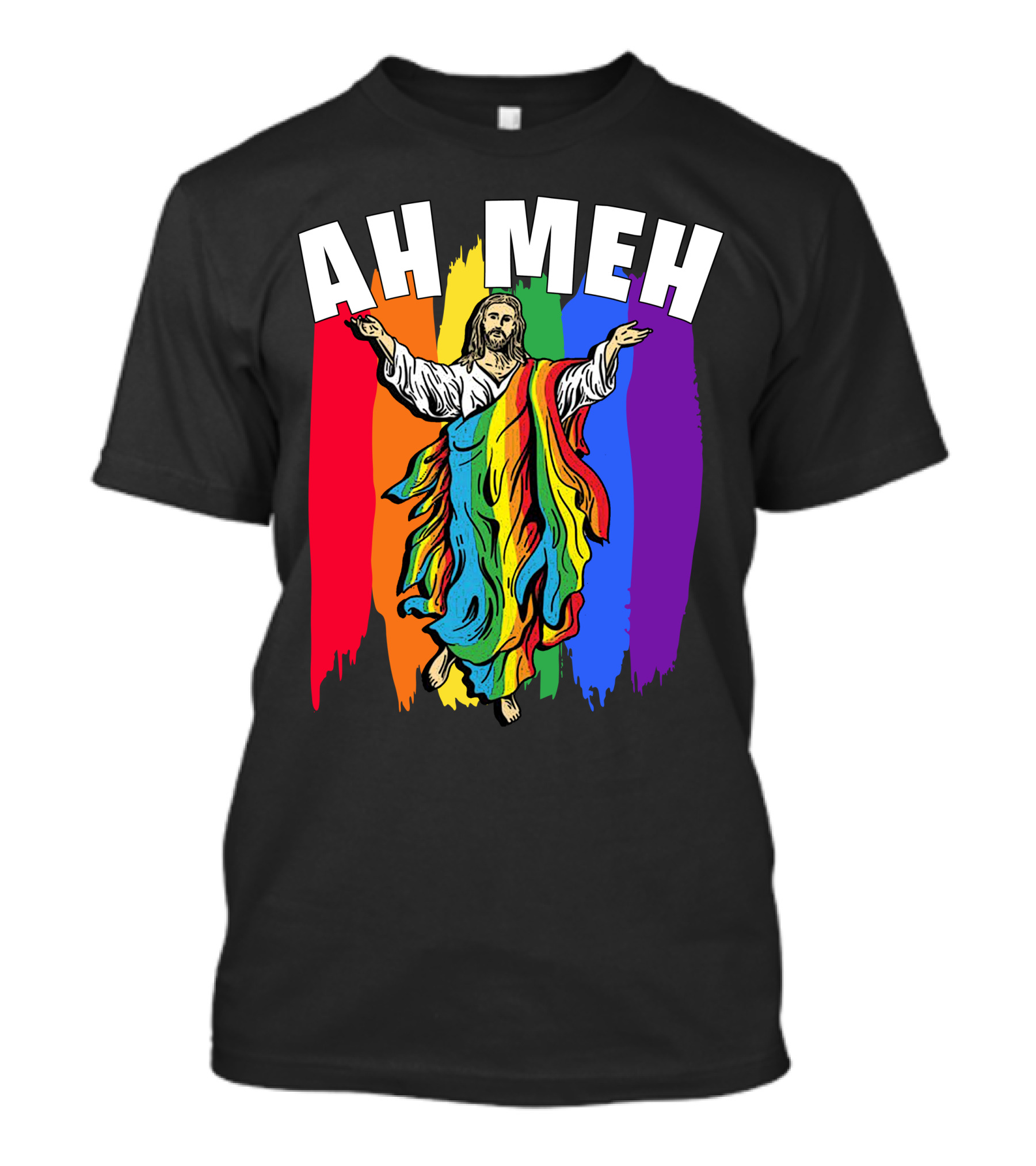 Ah Meh Jesus In Rainbow Colors T-Shirt
