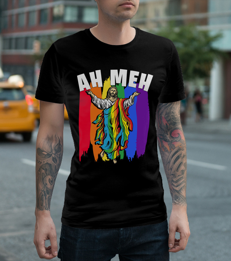 Ah Meh Jesus In Rainbow Colors T-Shirt