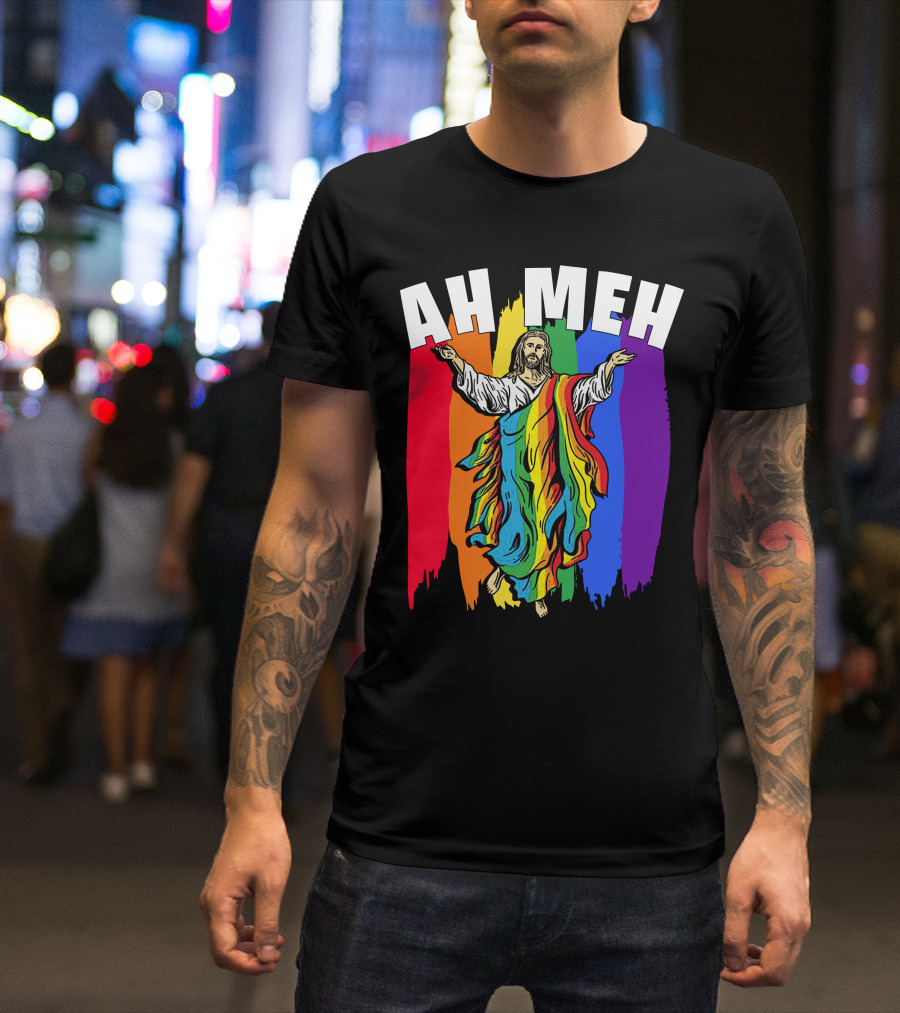 Ah Meh Jesus In Rainbow Colors T-Shirt