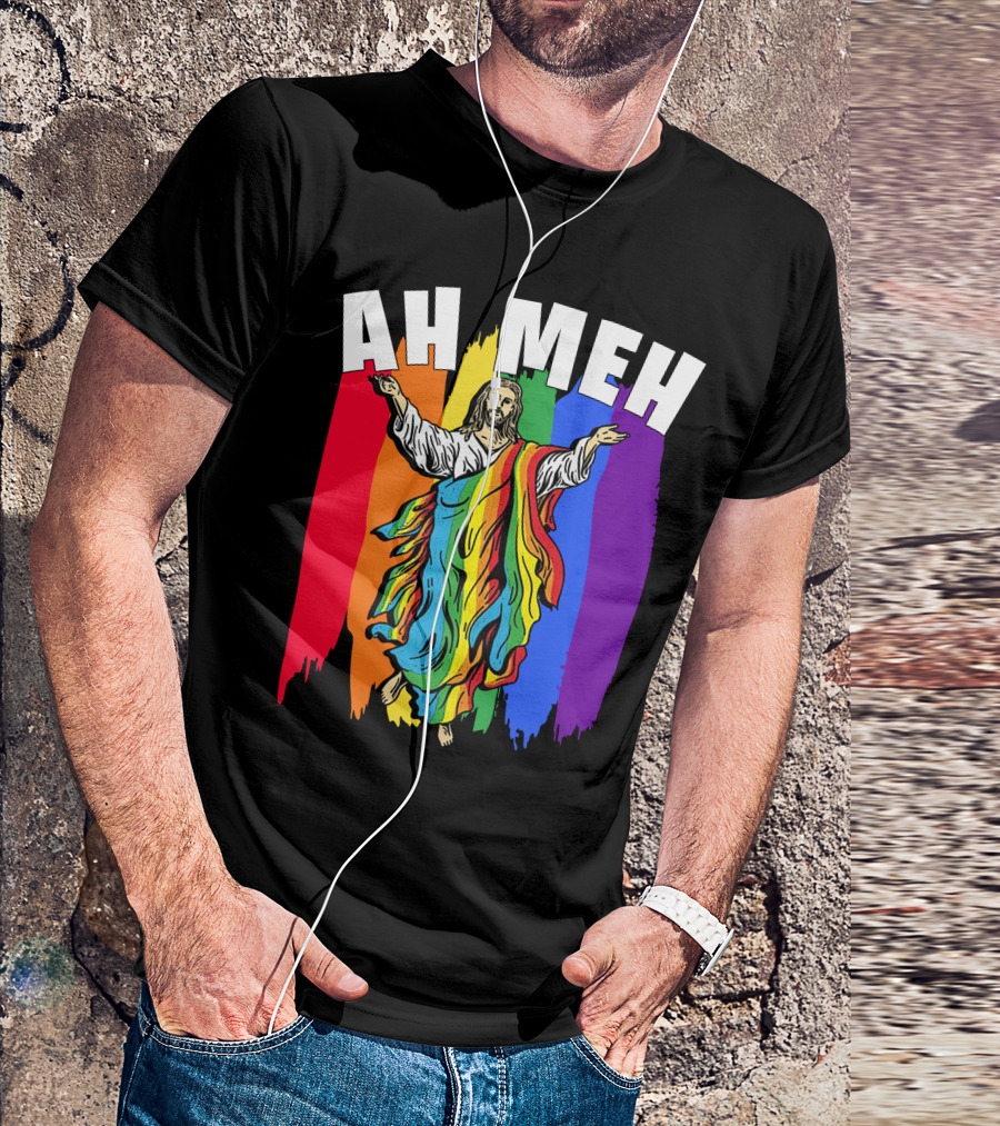 Ah Meh Jesus In Rainbow Colors T-Shirt