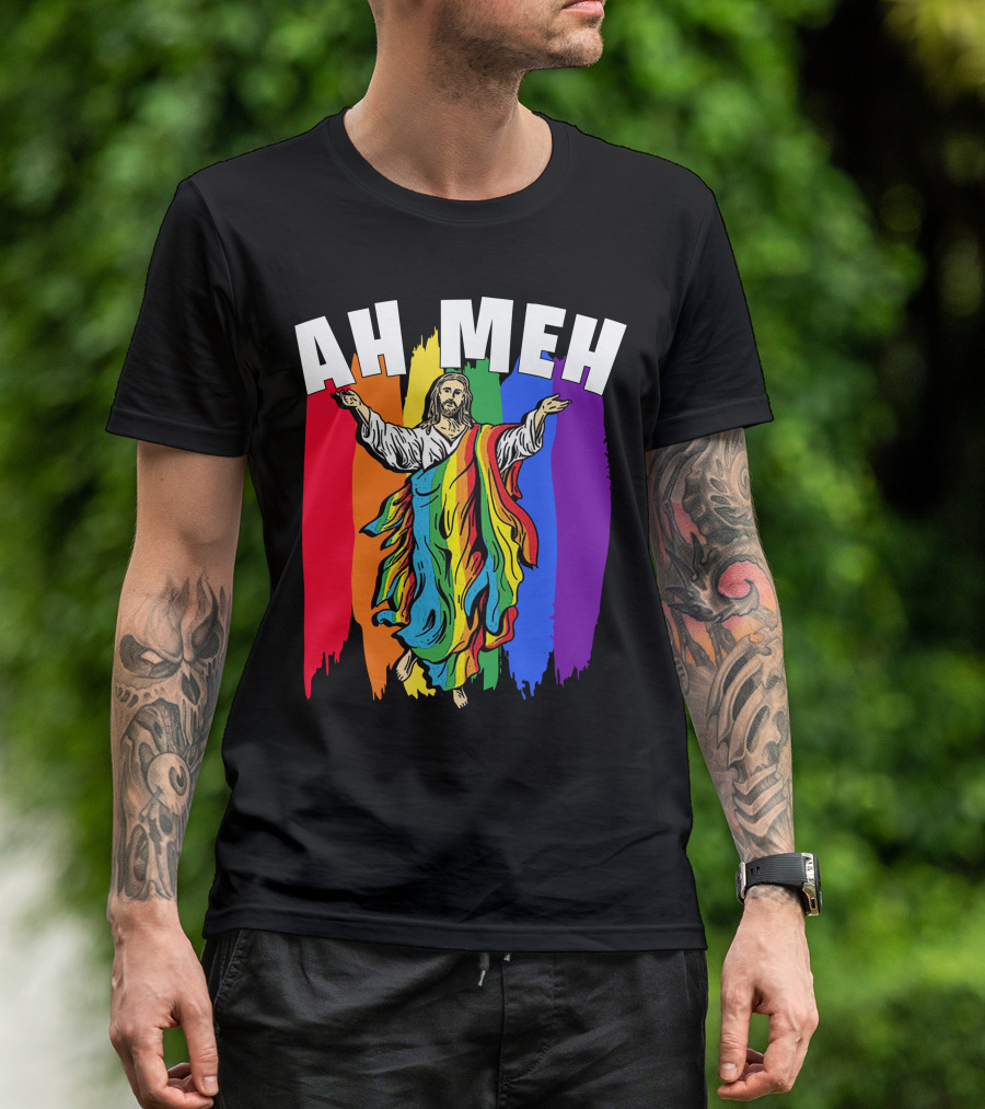 Ah Meh Jesus In Rainbow Colors T-Shirt