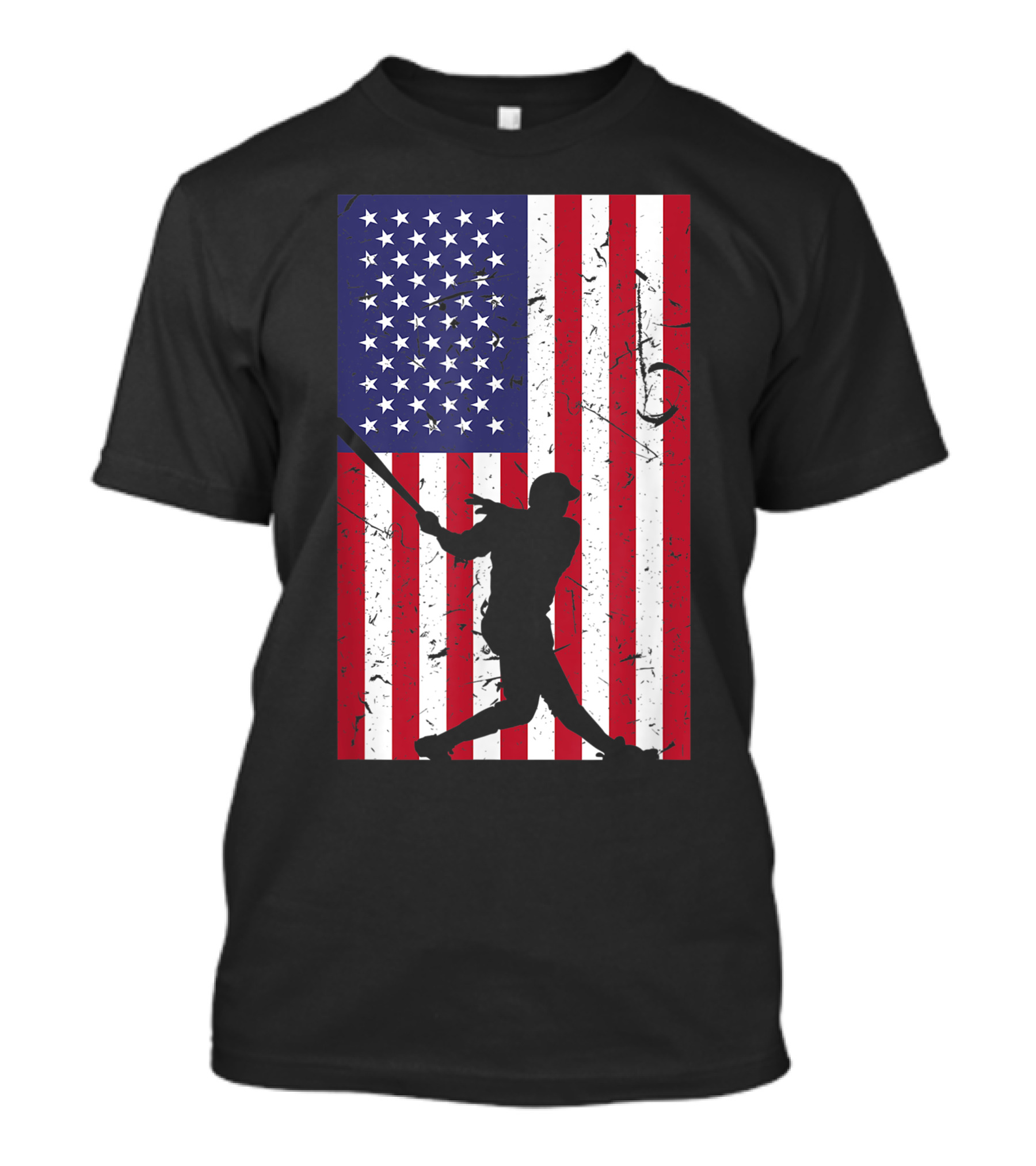 American Flag Distressed Baseball Player Silhouette Love T-Shirt