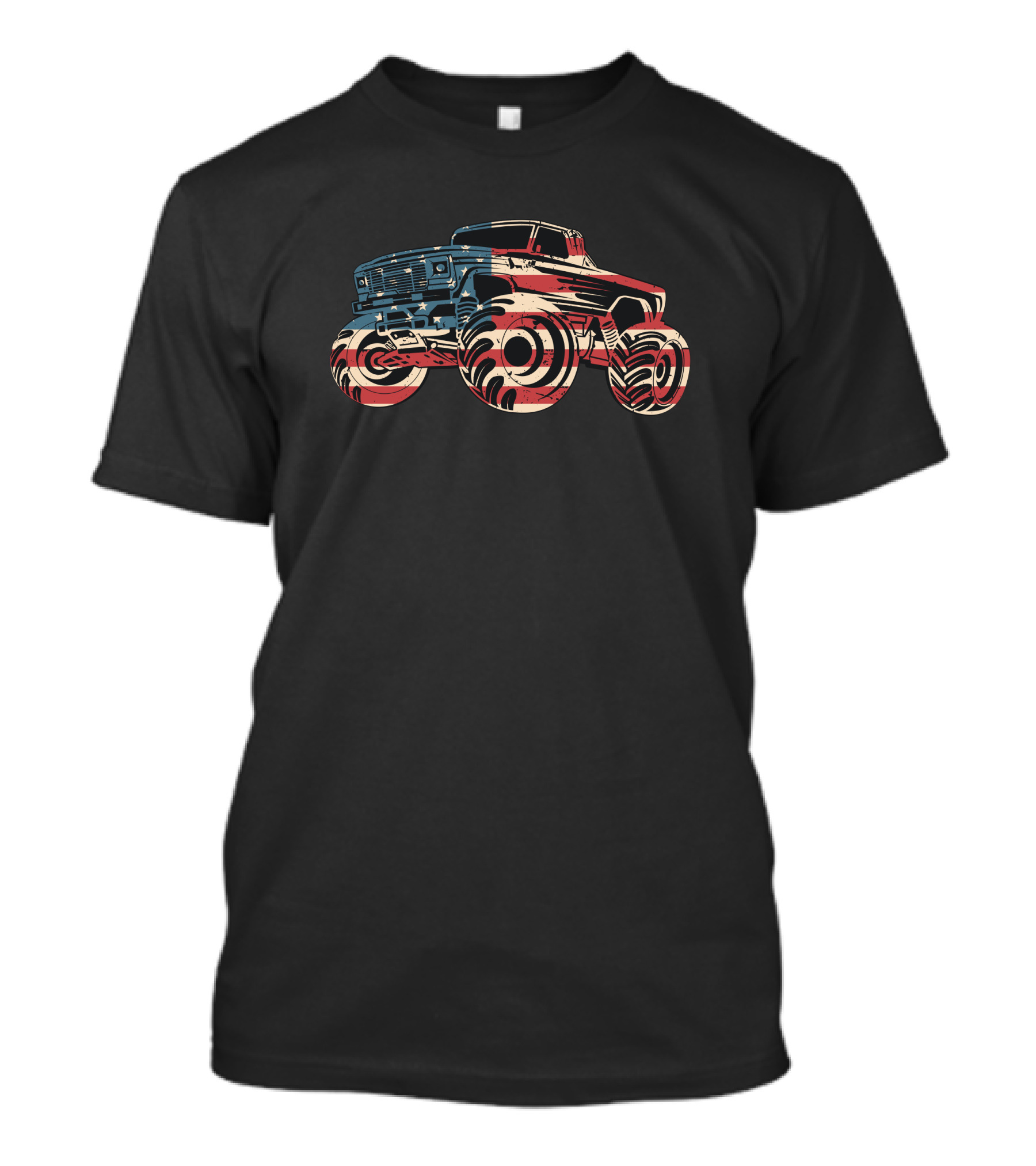 American USA Flag Patriotic Monster Truck Racing T-Shirt