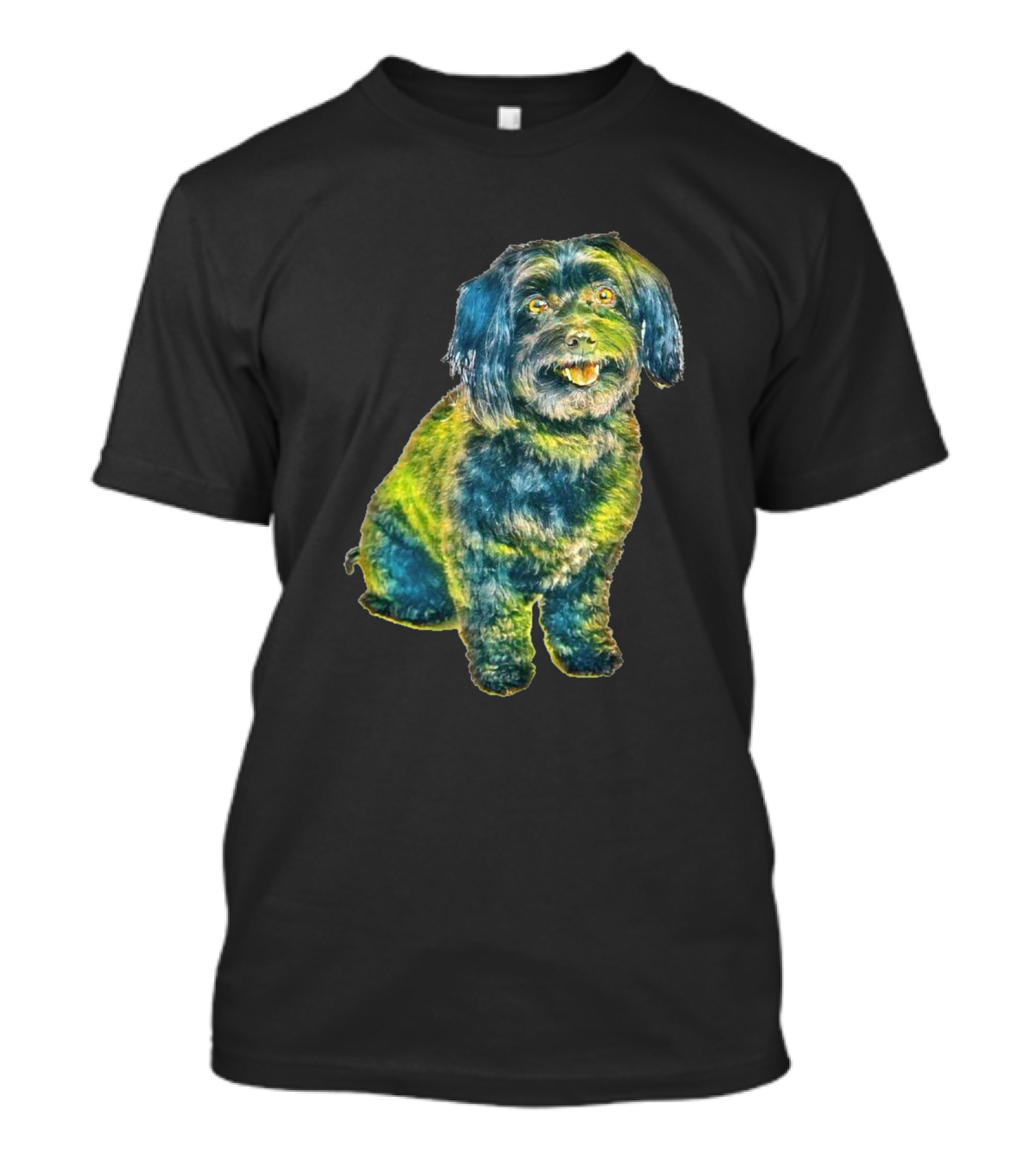 An Attentive And Well Trained Dog With Vibrant Multicolored Fur T-Shirt