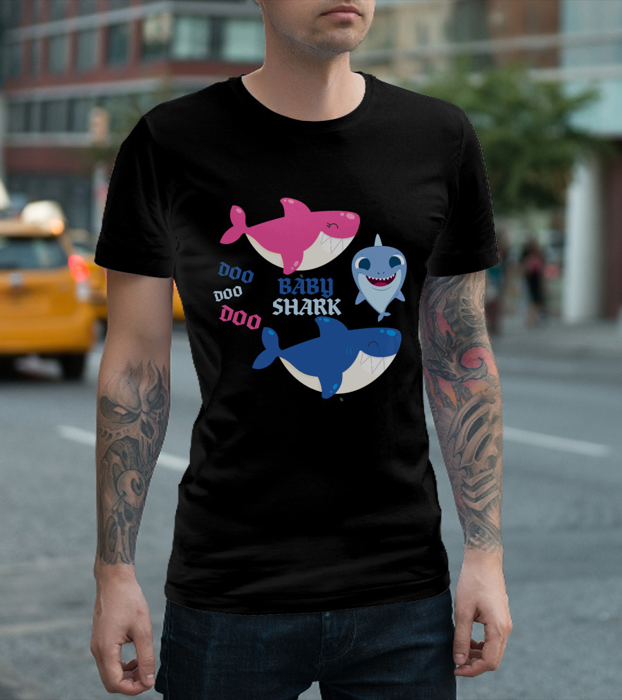 Baby Shark Doo Doo Doo Pink Blue Sharks T-Shirt