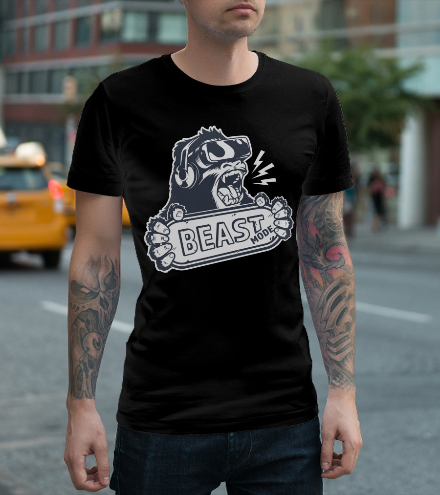 Beast Mode Gorilla Roaring Gamer Energy T-Shirt