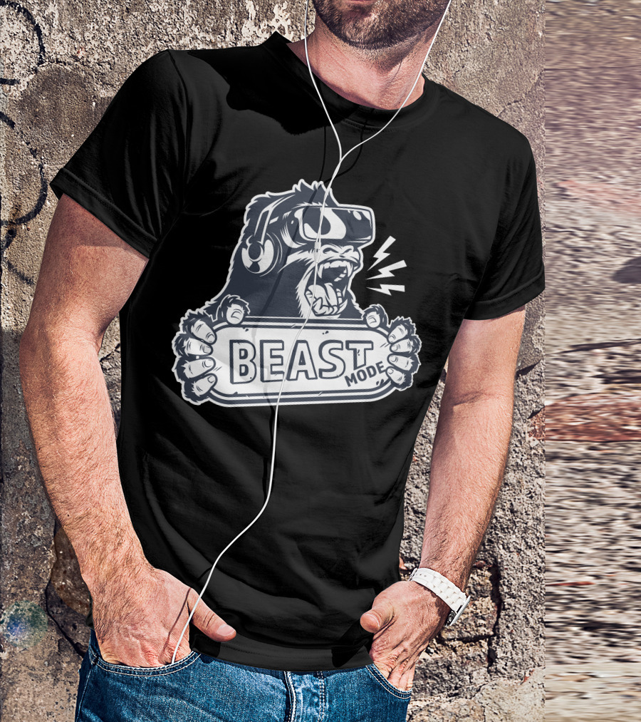 Beast Mode Gorilla Roaring Gamer Energy T-Shirt