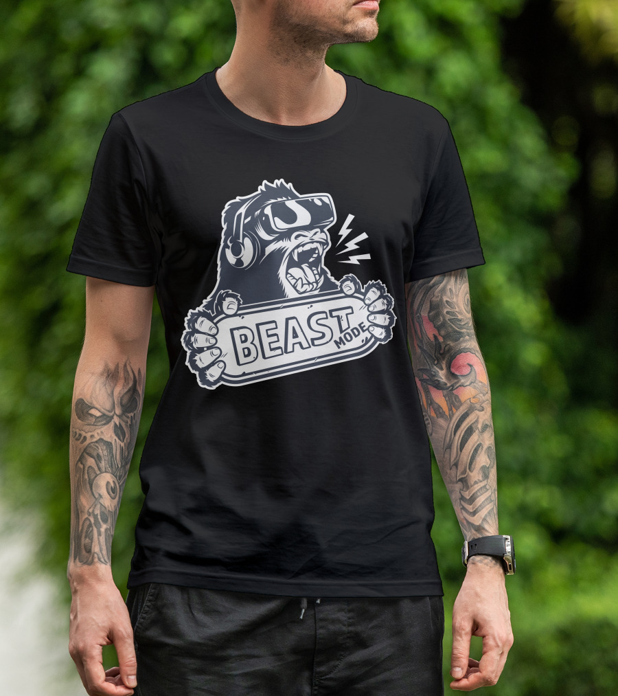 Beast Mode Gorilla Roaring Gamer Energy T-Shirt