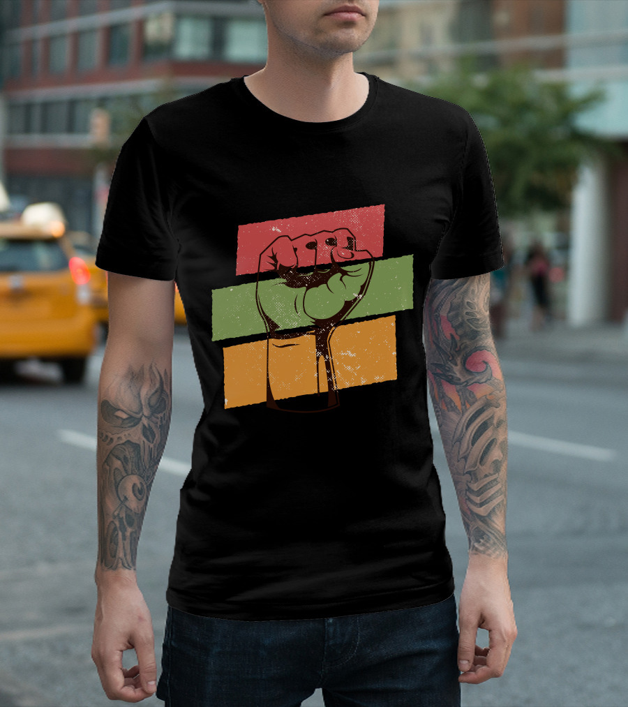 Black History Fist Retro Pan-African Colors T-Shirt