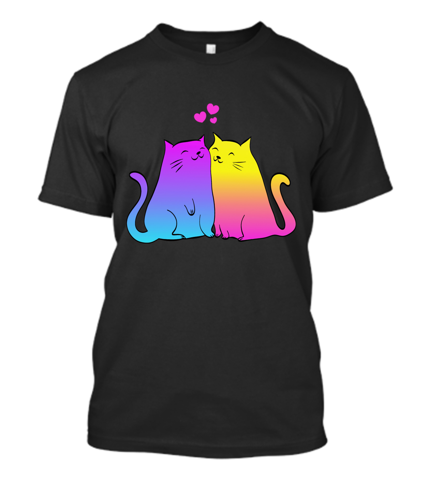 Rainbow Cats In Love Hearts T-Shirt