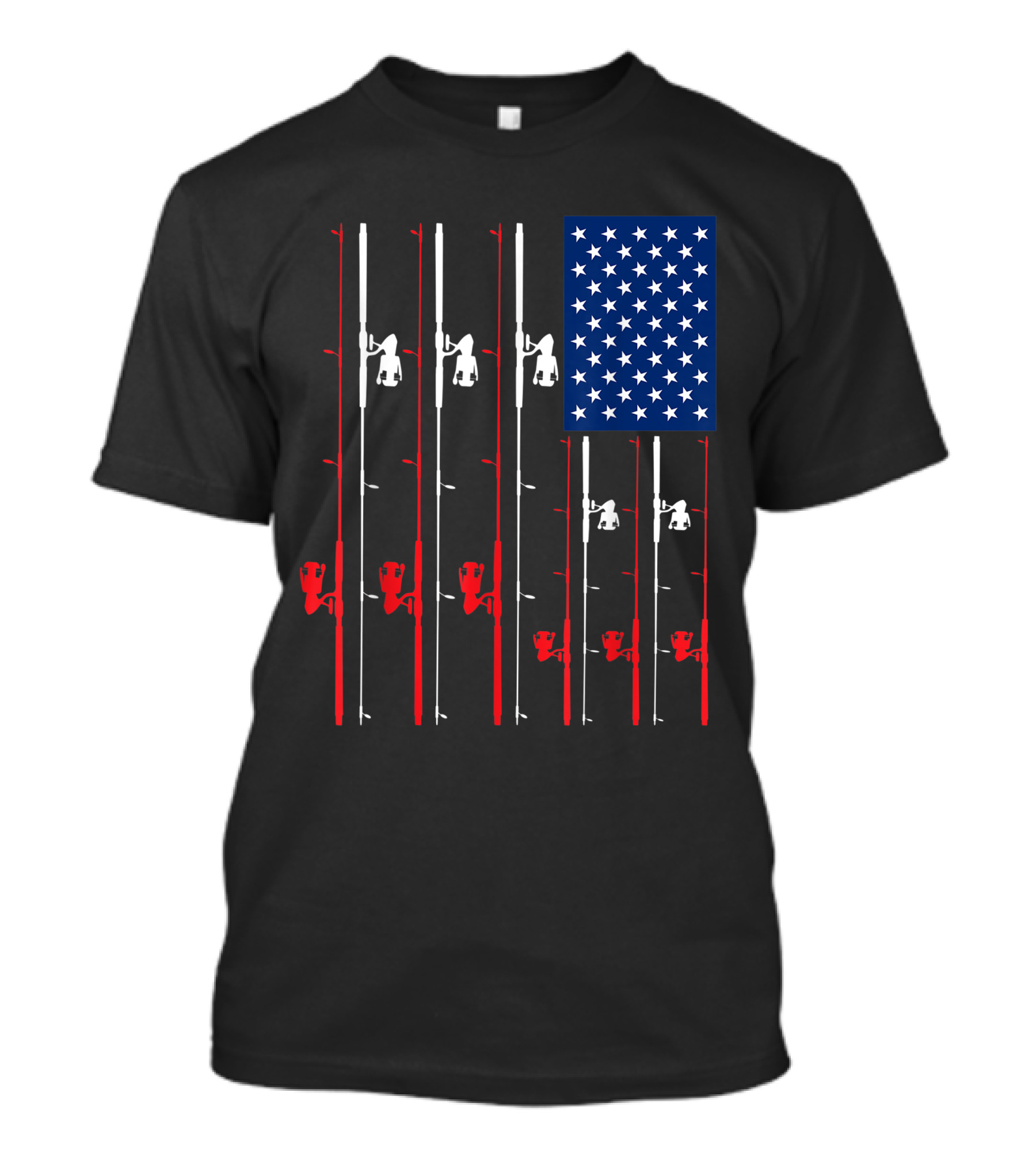 Fishing Rods American Flag Cute Fish Hunting USA T-Shirt