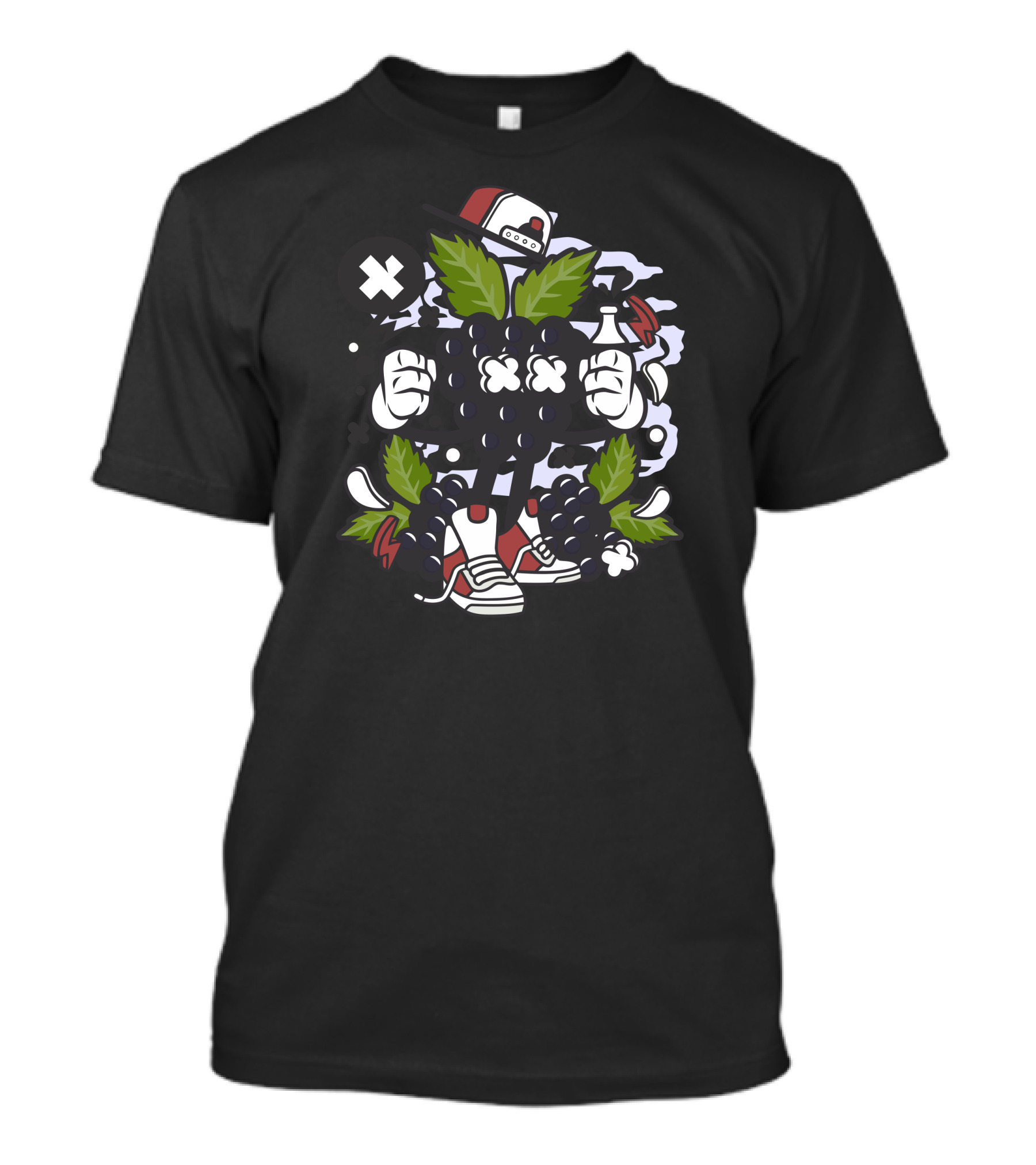 Grape Character With Leaves And Sneakers T-Shirt